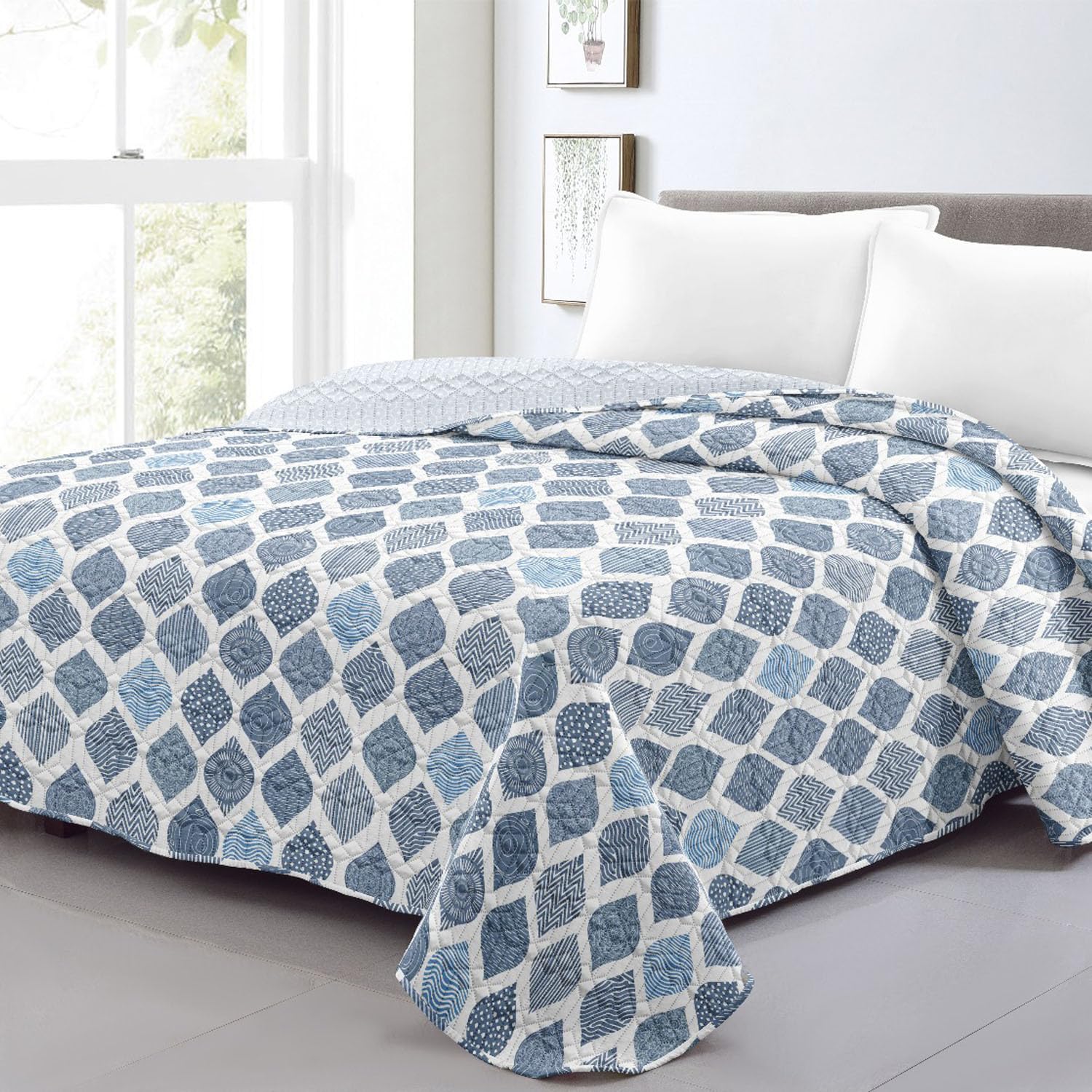 Colcha Bouti para Verano y Entretiempo 100% Poliéster, Suave y Transpirable - Variedad de Diseños y Tamaños (Modelo 2, Cama 150cm sin Cojin)