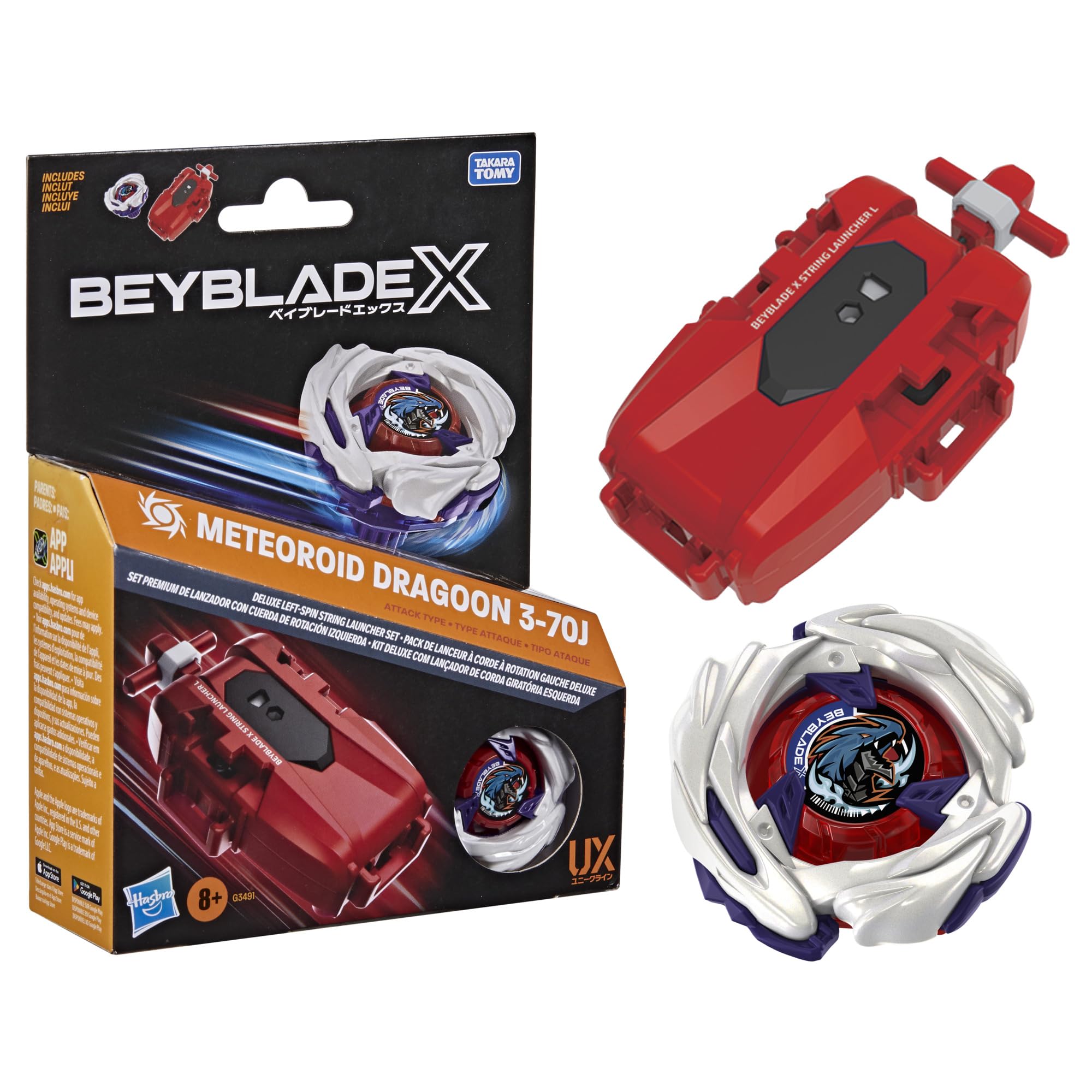Beyblade X, lanciatore a corda con rotazione a sinistra con bey di attacco di Takara Tomy con rotazione a sinistra, trottole da battaglia giocattolo, dagli 8 anni in su