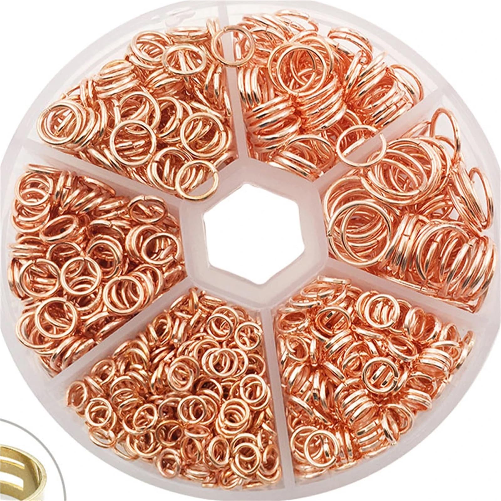 Biegeringe für Schmuckherstellung, 6 Boxen, offene Binderinge, Splitverbinder, Eisenring für DIY-Schmuckherstellung (4 mm, 6 mm, 8 mm, 10 mm) (Mix)