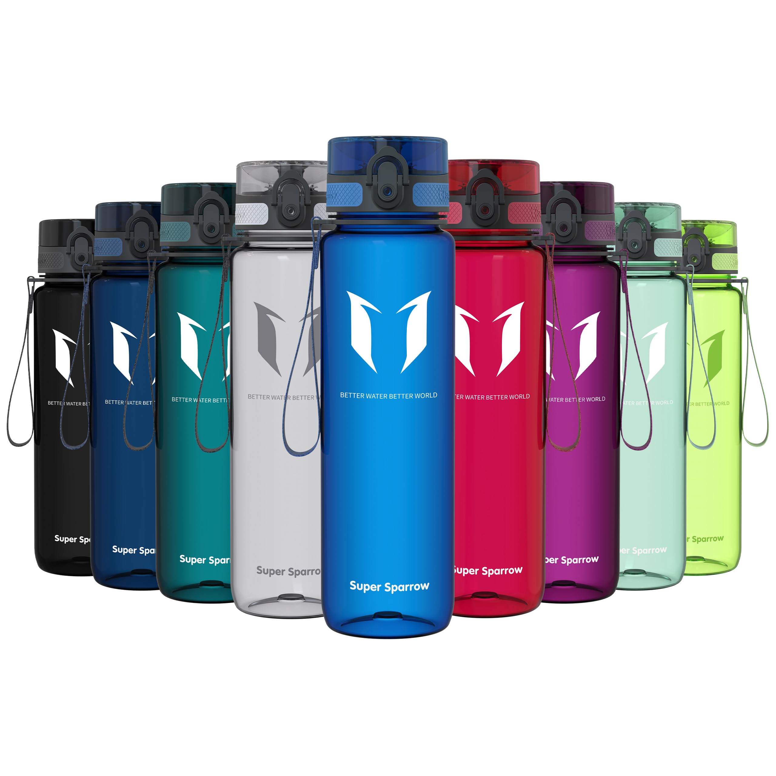 Sparrow Sports Water Bottle 1L - BPA-Free Tritan Drinks Bottle One-Click