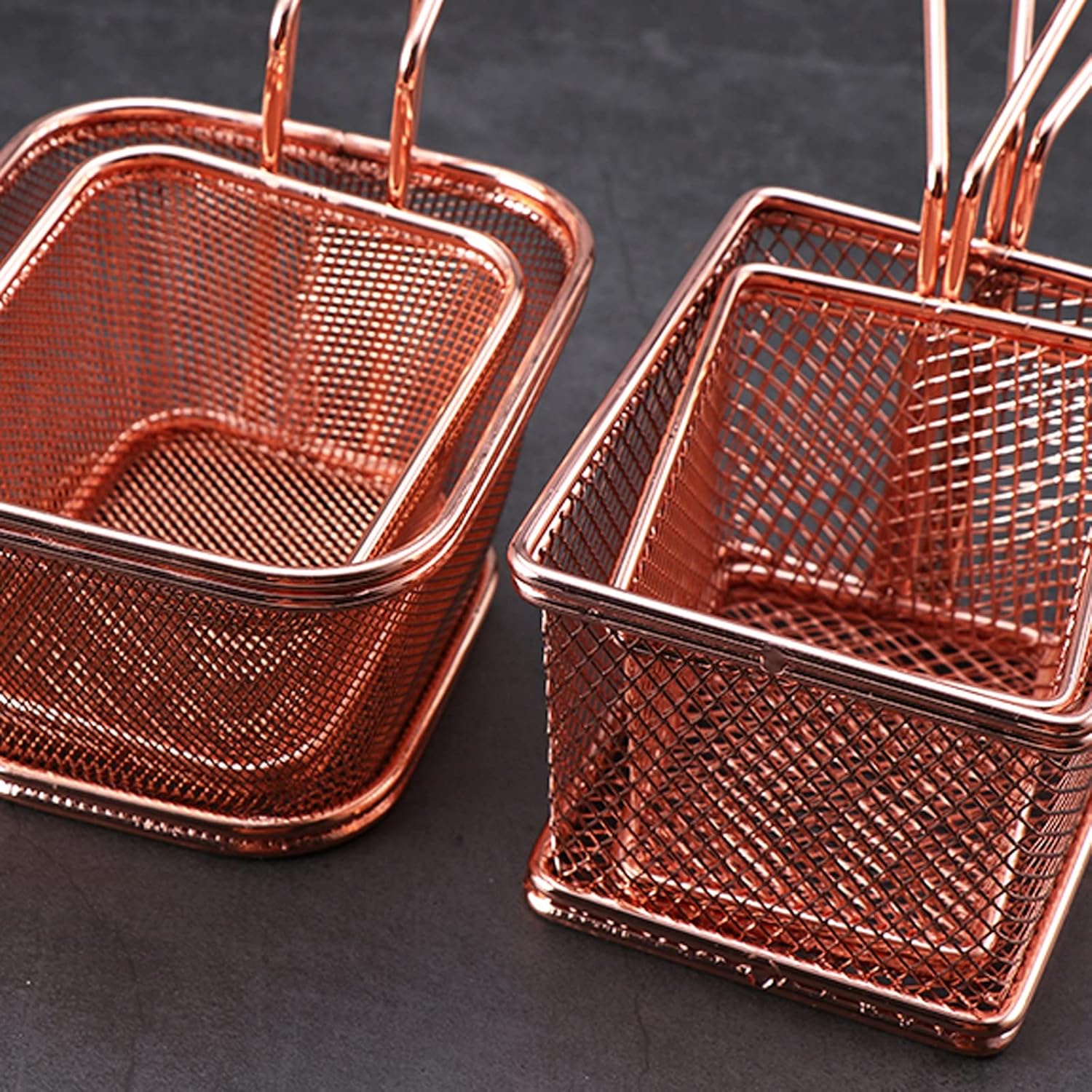 Fryer Basket Small Stainless Steel Fried Basket Dense Mesh French Fries Basket Thickened French Fries Basket for Restaurants, Snack Bars Fry Basket,A