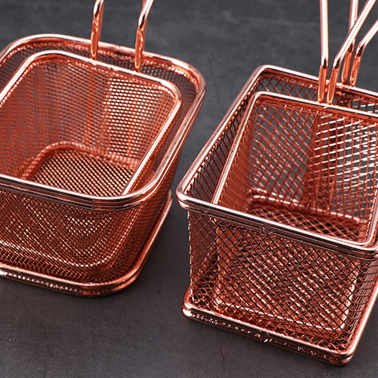 Cestello per friggere in Acciaio Inox - Colino Quadrato a Maglia Grossa con Manico per Patatine Fritte, Pollo Fritto, crocchette di Pollo - Cestello Resistente e Croccante per Cucinare a CAS