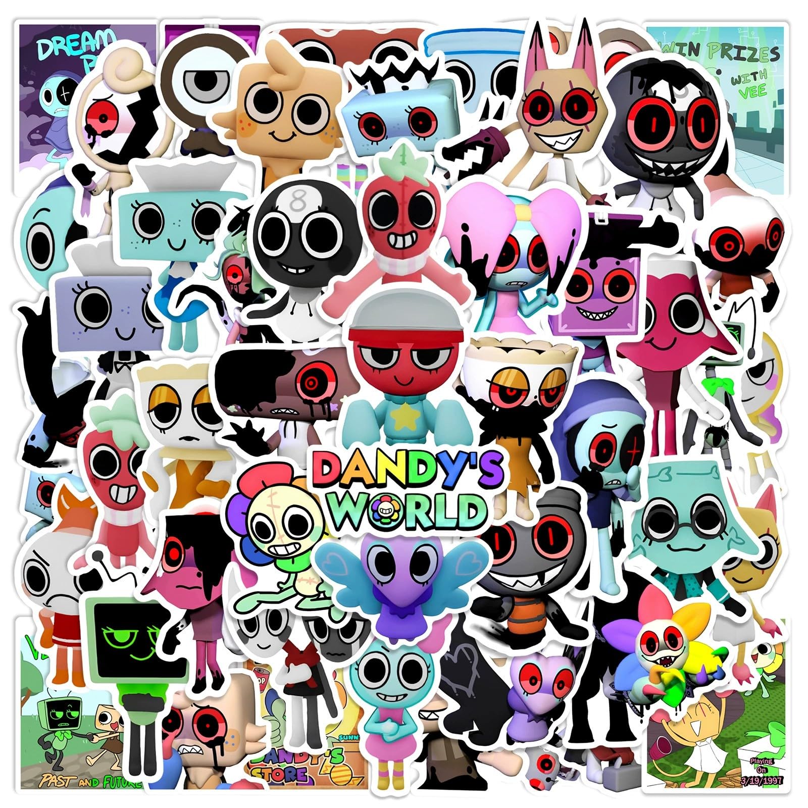 50 Pcs Dandy's World Stickers for Laptop Cool Decals for Teens Kids Boys Skateboard Phone, Multicolor, 2 - 4 inch - Image 2