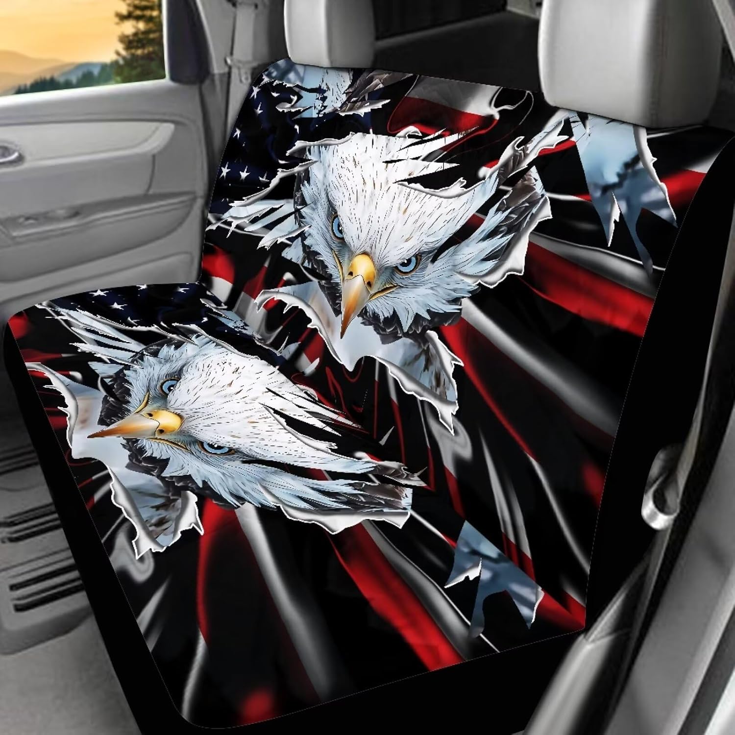 Cute Eagle Universal Car Seat Covers Full Set 4 Pieces Car Seat Cover for Front Back Seat Auto Accessories Cars Interior Decorations