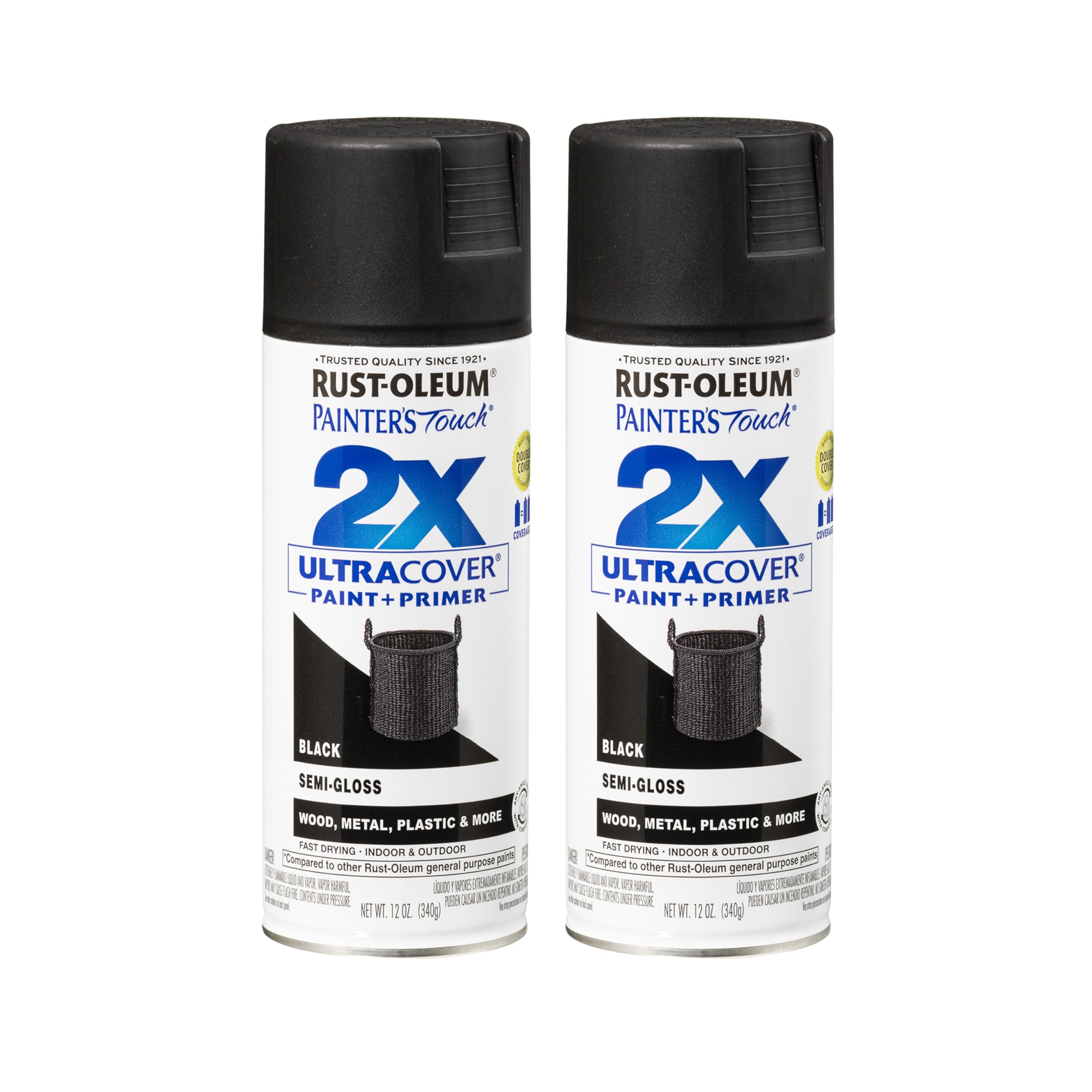 Rust-Oleum Painter's Touch 2X Ultra Cover Spray Paint, Semi-Gloss Black