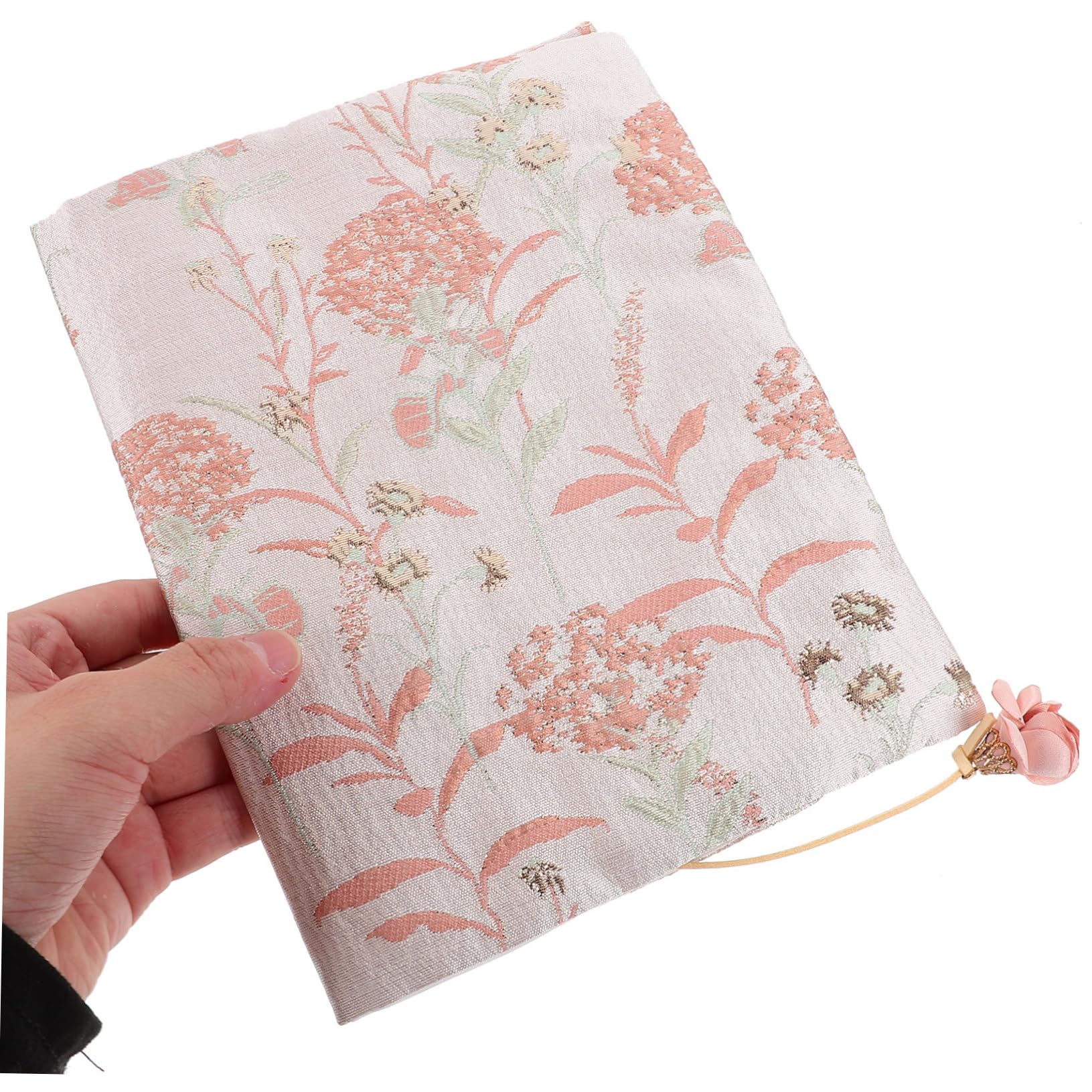 Funda De Tela Decorativa Ajustable Para Libros Protector Práctico Y Hecho a Mano Ideal Para Libros De Tapa Dura Y Escolares Diseño Elegante De Diente De León En Rosa