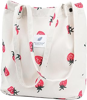 Corduroy Tote Bag Cute Tote Bags for Women Shoulder Bag with Inner Pocket for Work Beach Travel and Shopping Grocery