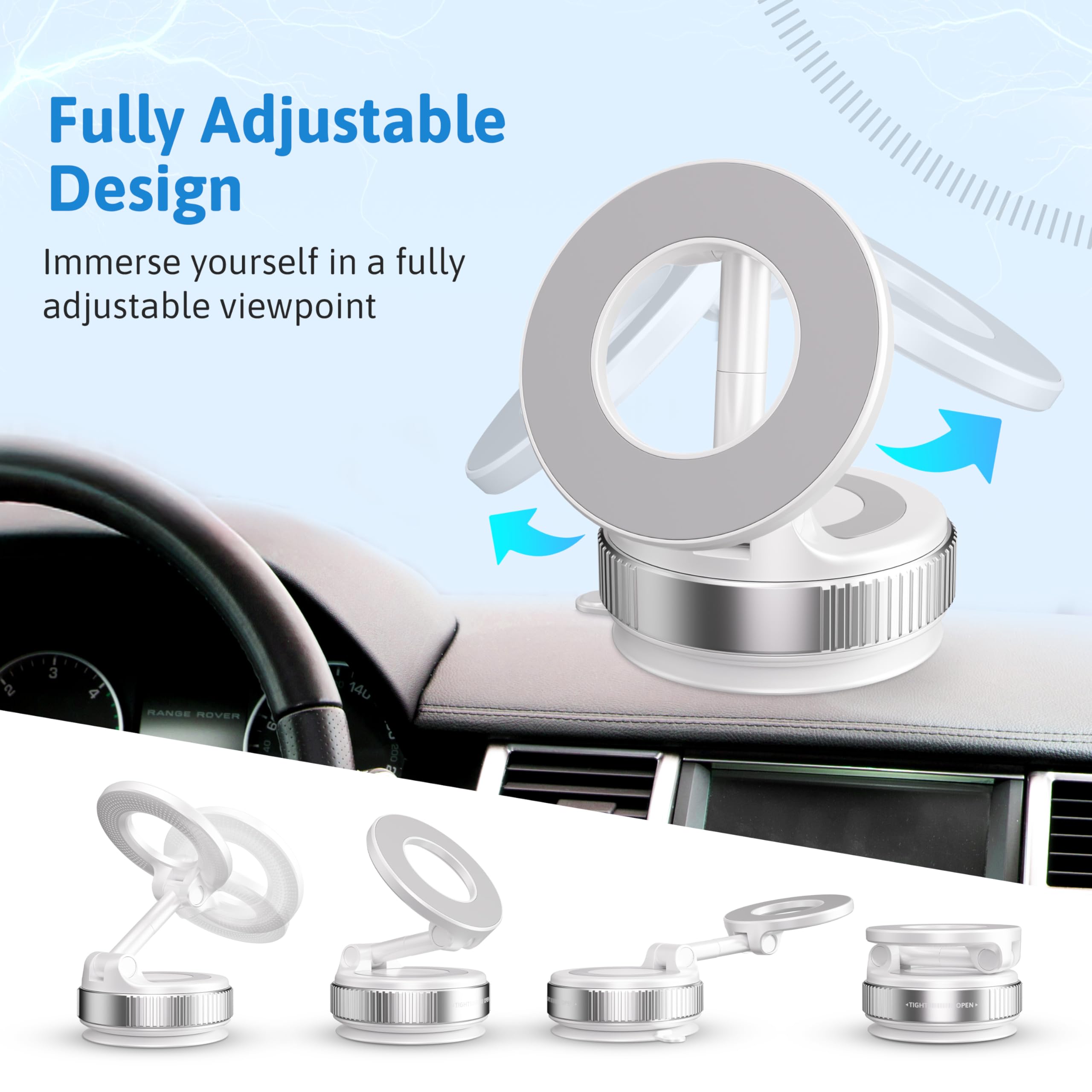 2025 Upgraded Magnetic Car Phone Holder - 360° Rotation, Foldable Vacuum Suction Cup Mount For IPhone & Android
