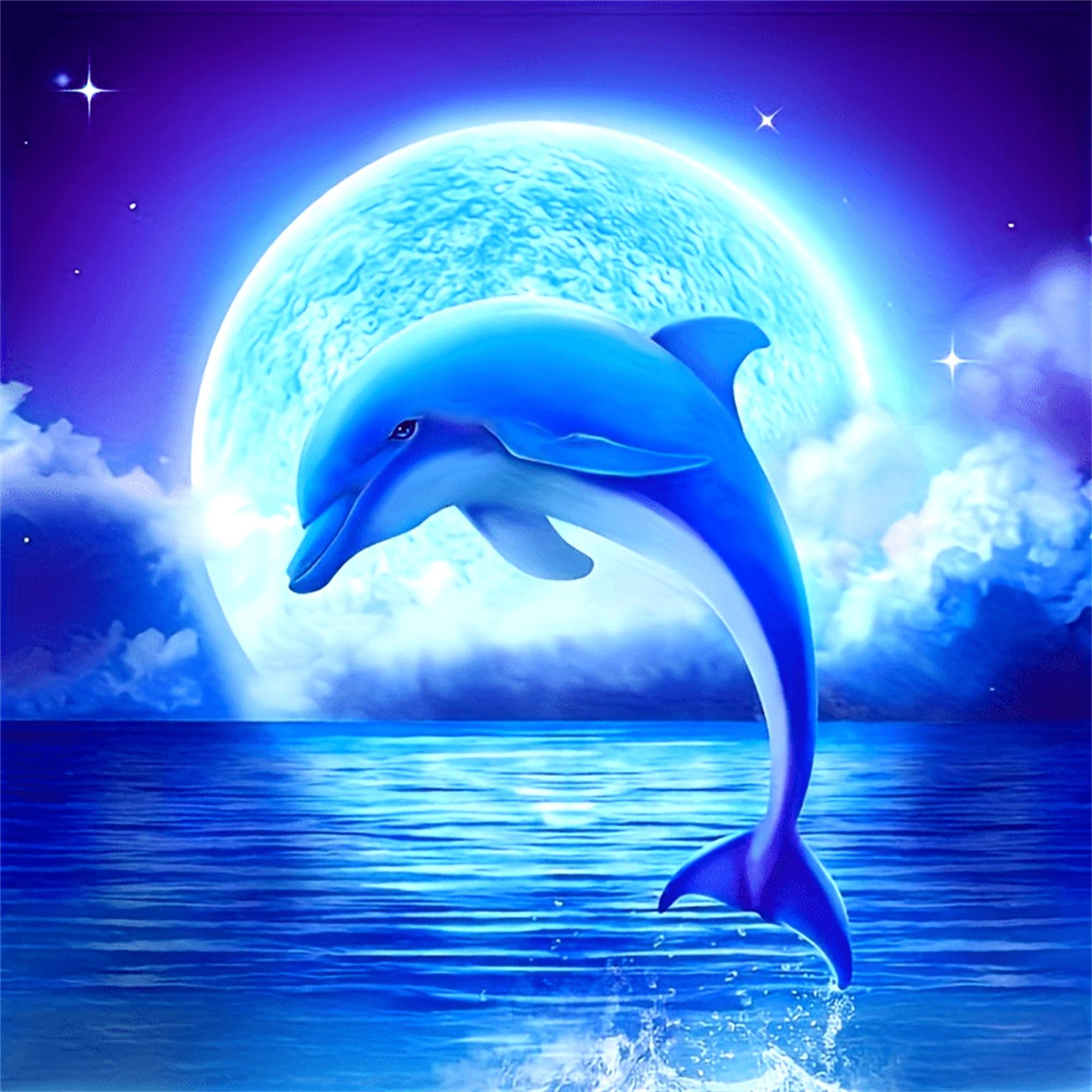 Huimanhe 5D DIY Diamond Painting Kit for Adults,Diamond Art Kits for Beginner,Painting by Diamonds,Gem Art Kits Round Drill for Home Wall Decor Gifts for Women, Men (Dolphin)