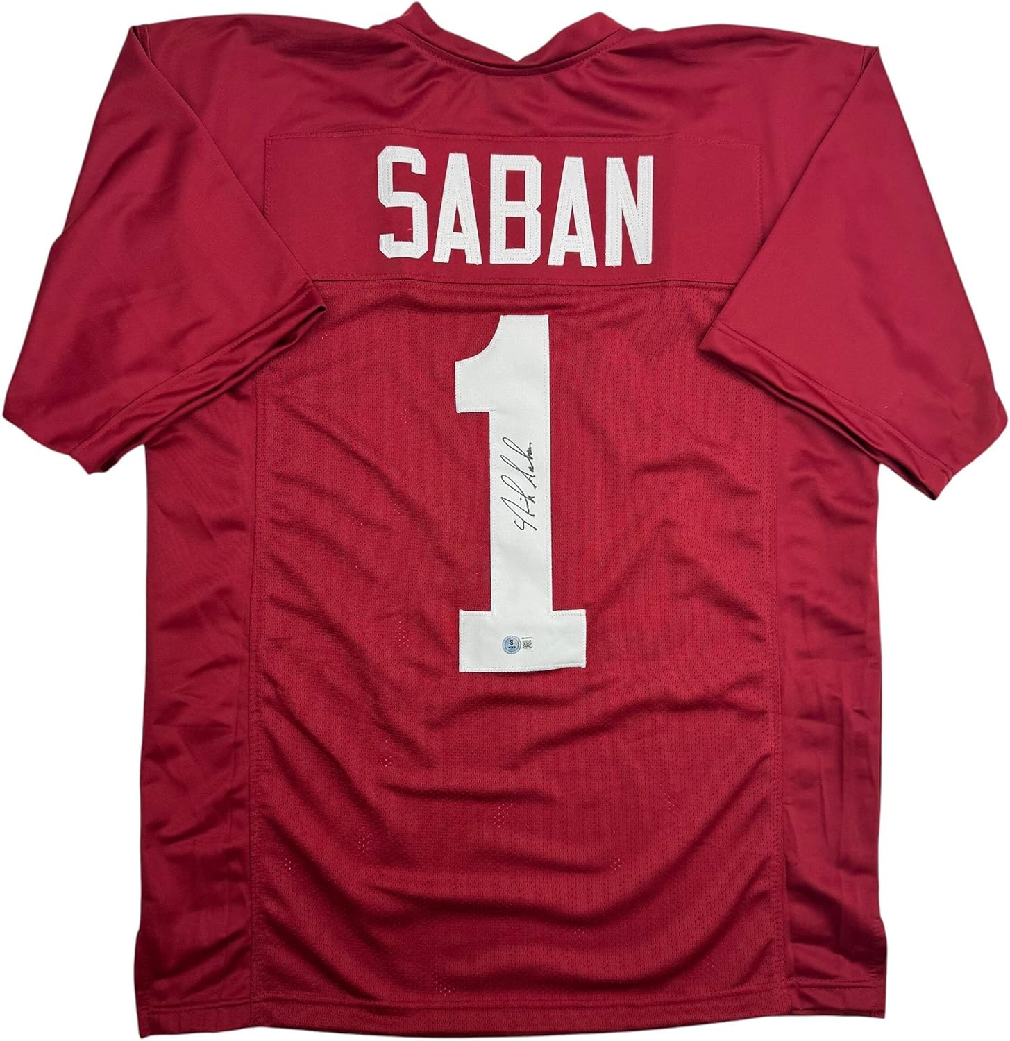 Autographed/Signed Nick Saban Alabama Red College Football Jersey PSA/DNA COA