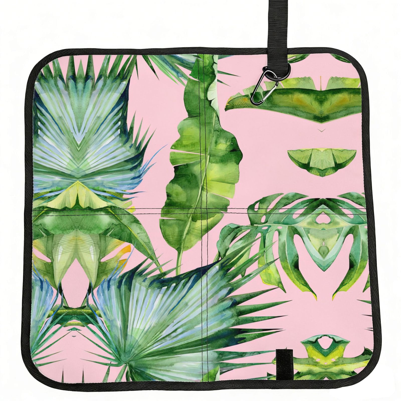 DIEzig Fresh banana leaves Printed Compact Foldable Sitting Pad Oxford Base, Portable Cushion for Fishing Sports Events
