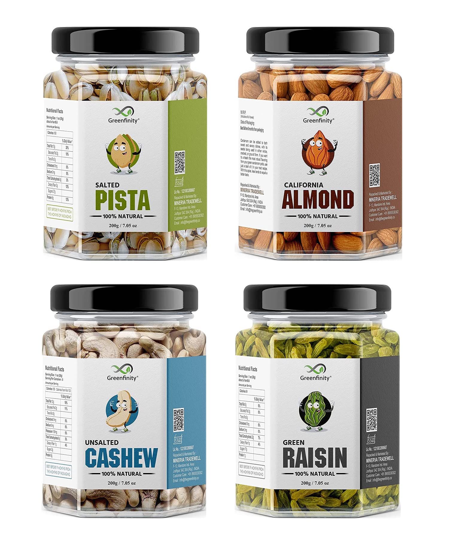 GreenFinity Best Dry Fruits Combo Pack - (200g * 4) 800g (Almonds, Cashews, Pistachios, Raisins) - All Premium. (800 gm) (B0967PS861) Amazon Price History, Amazon Price Tracker