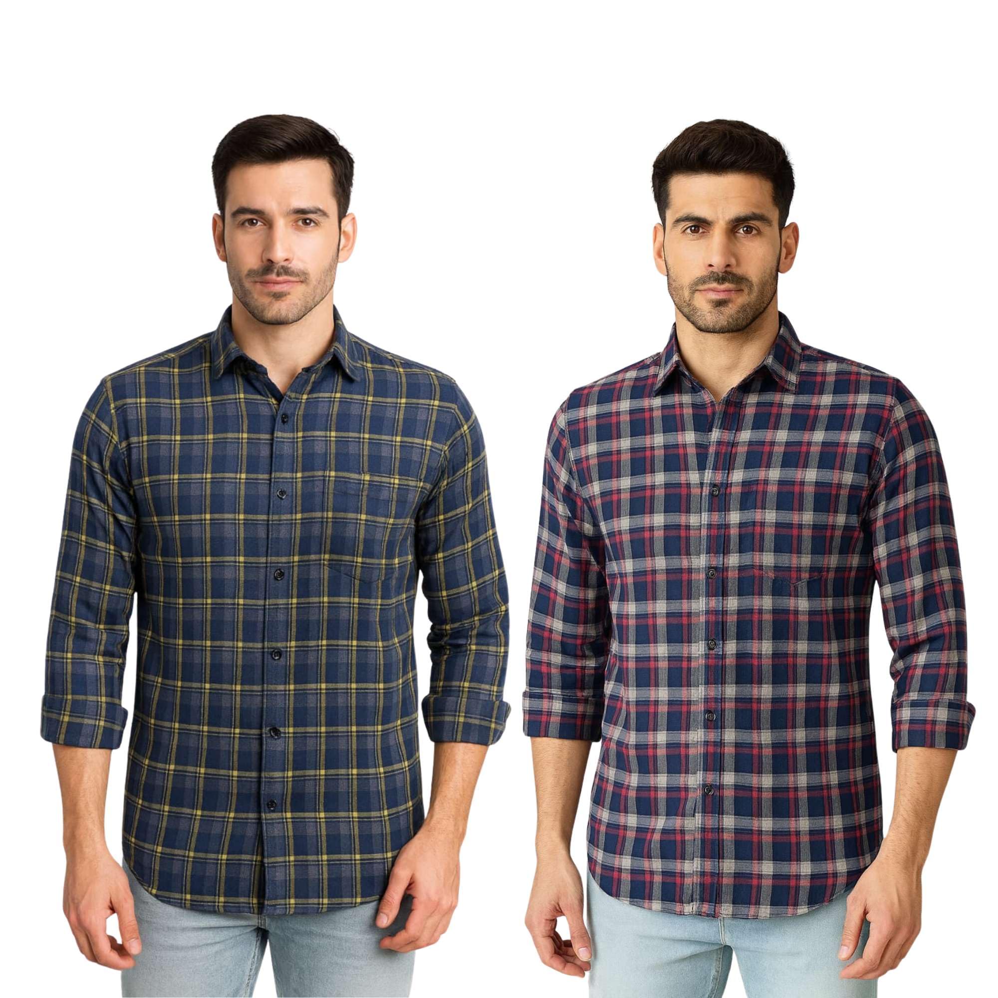 msstru Pack of 2 Men’s Checkered Regular Fit Shirts | Full Sleeve Cotton Shirts for Men and Boys-picture-23