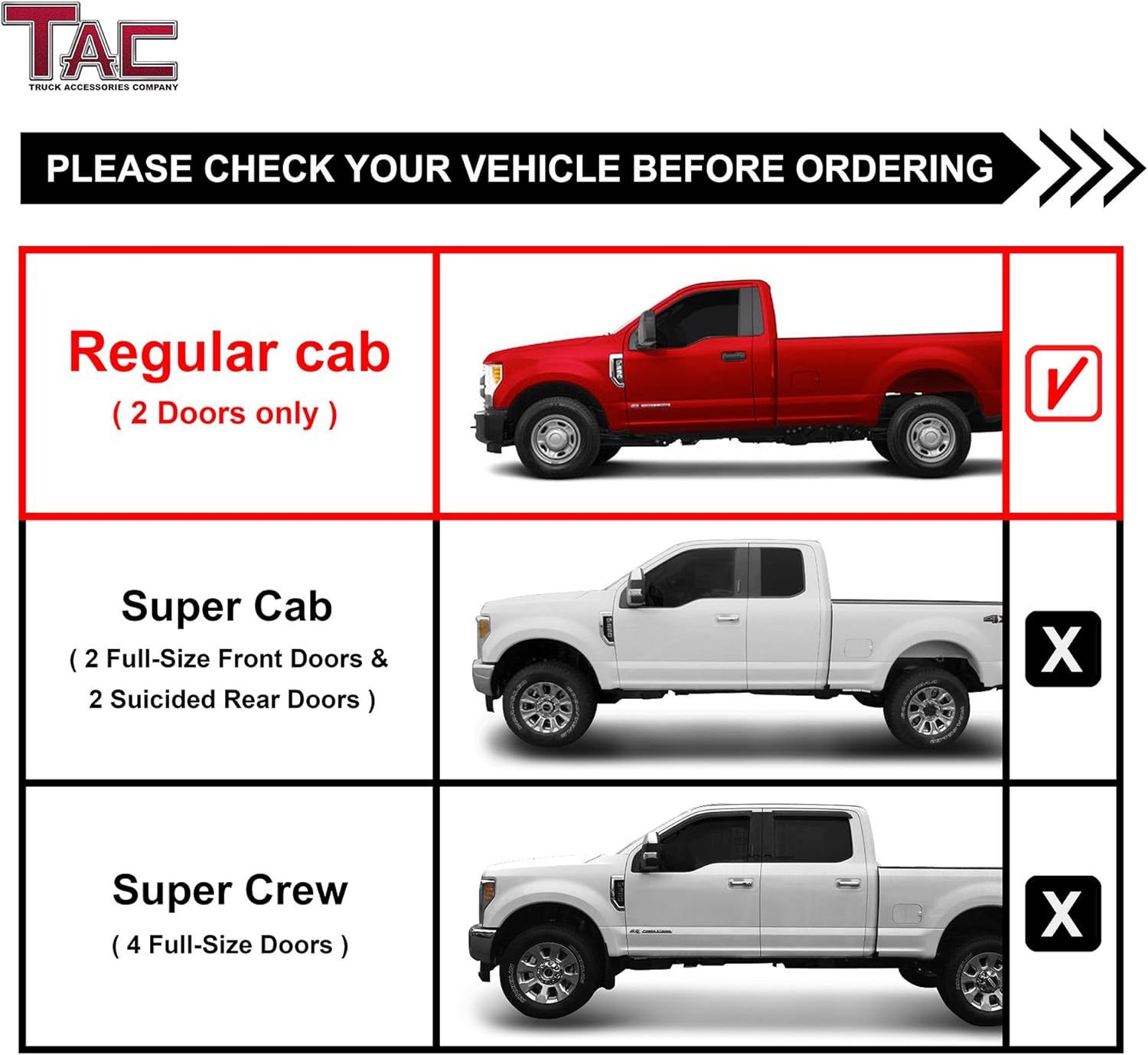 TAC Escalón lateral para Ford F150 20152023 cabina regular 20172023 Ford F250F350F450F550
