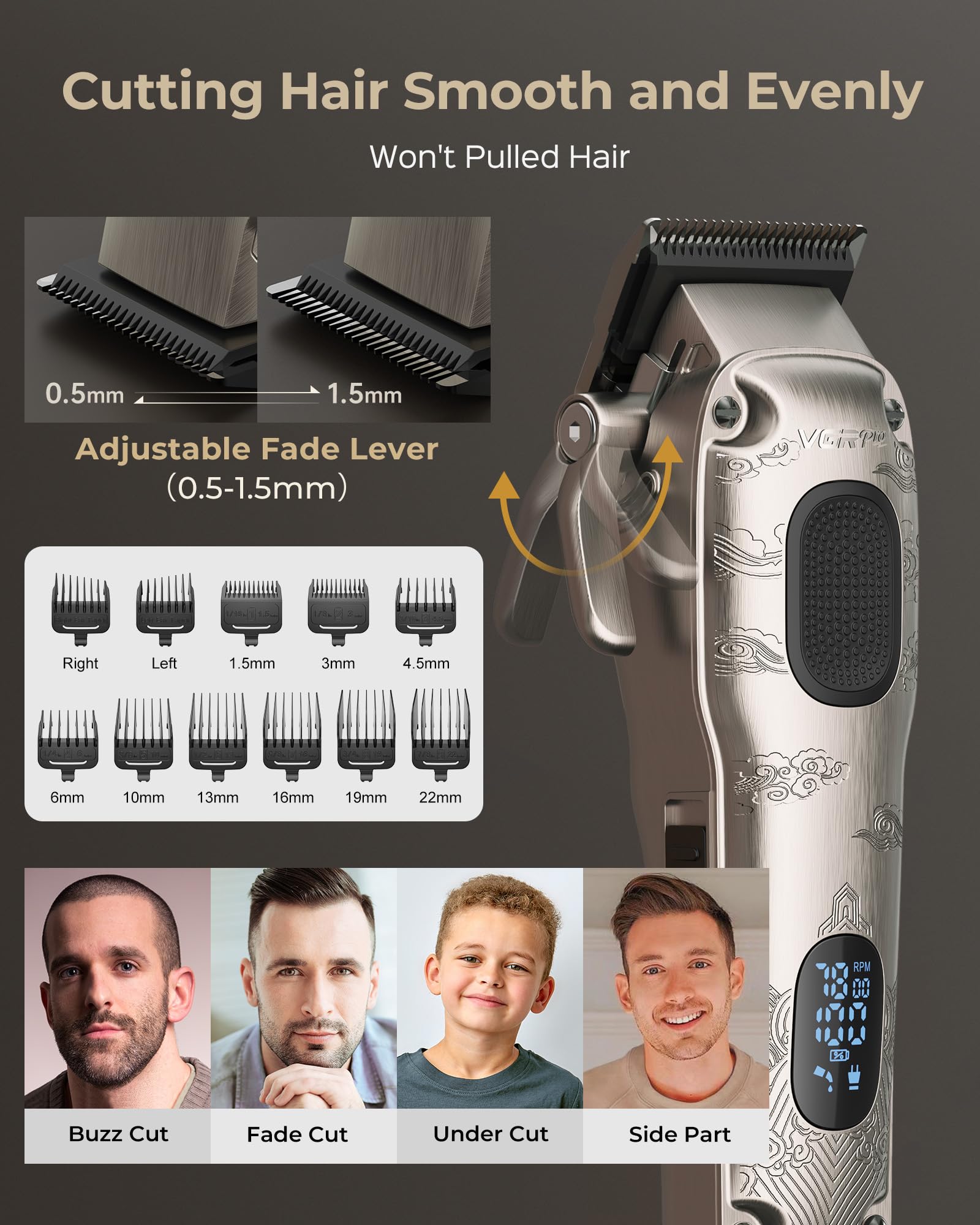 VGRPRO Haarschneider Set für Herren mit Ersatzklingen, professionelles Barber Grooming Kit für Haarschnitte, Fades, Barttrimmen, Detailarbeit, Zuhause und Salon