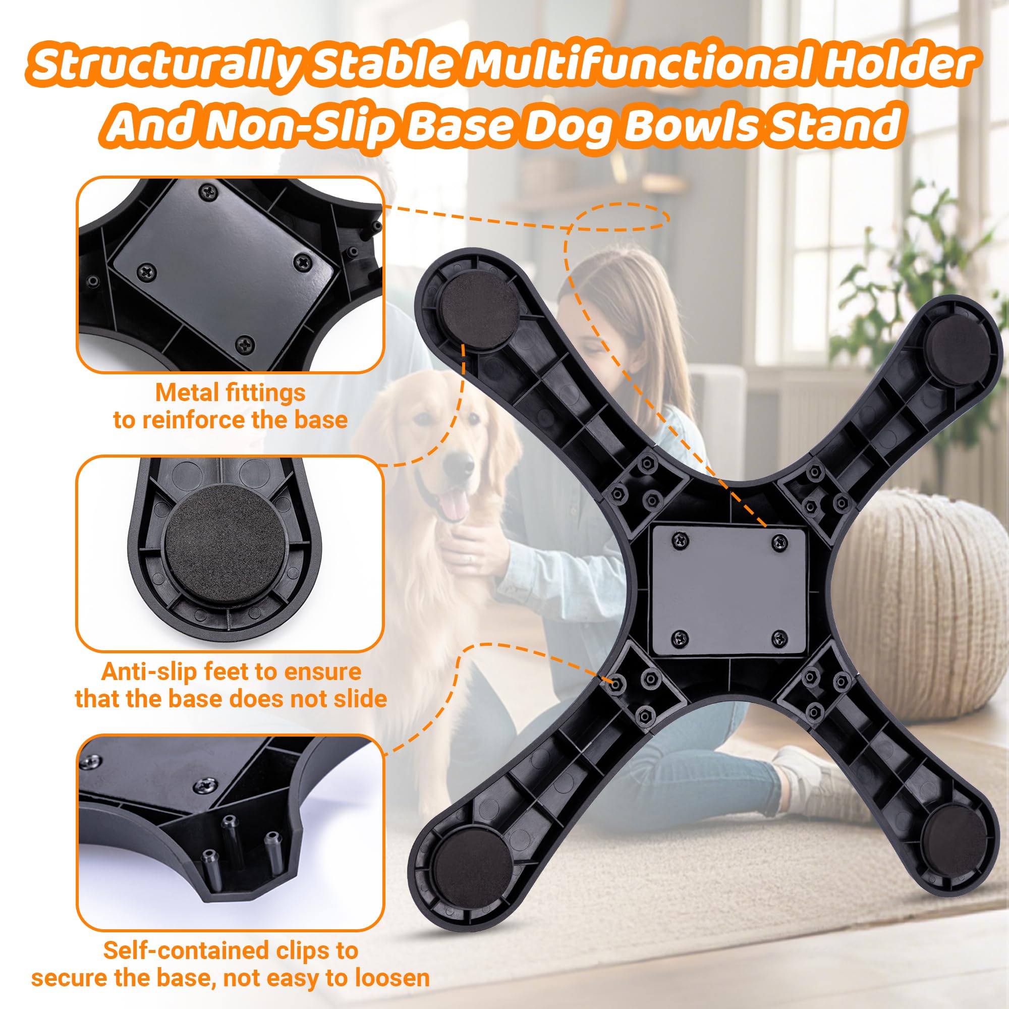Soporte de alimentación elevado ajustable para perros, 3 alturas y astucia de azulejos, compatible con cuencos de alimentación Moost, ideal para perros medianos y grandes (no incluye cuenco) (paquete