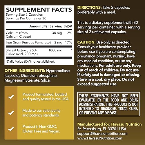 Miniatura 2 de Shilajit Cápsulas para hombres y mujeres  1000 mg de extracto de Shilajit (estandarizado al 20% de ácido fúlvico)  60 unidades  Suplemento Shilajit