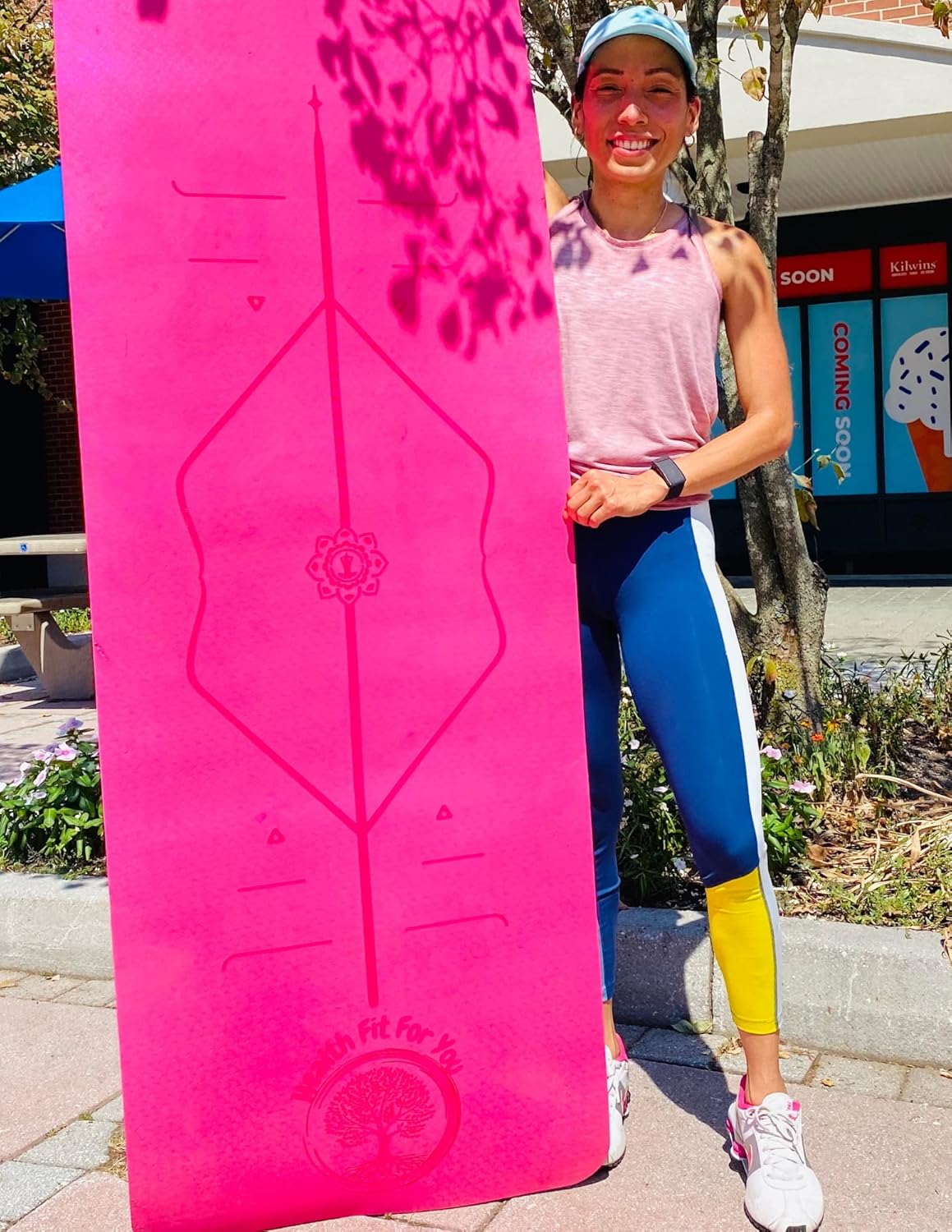 Yoga Mat with Alignment Marks and Carrier Yoga Mat Straps