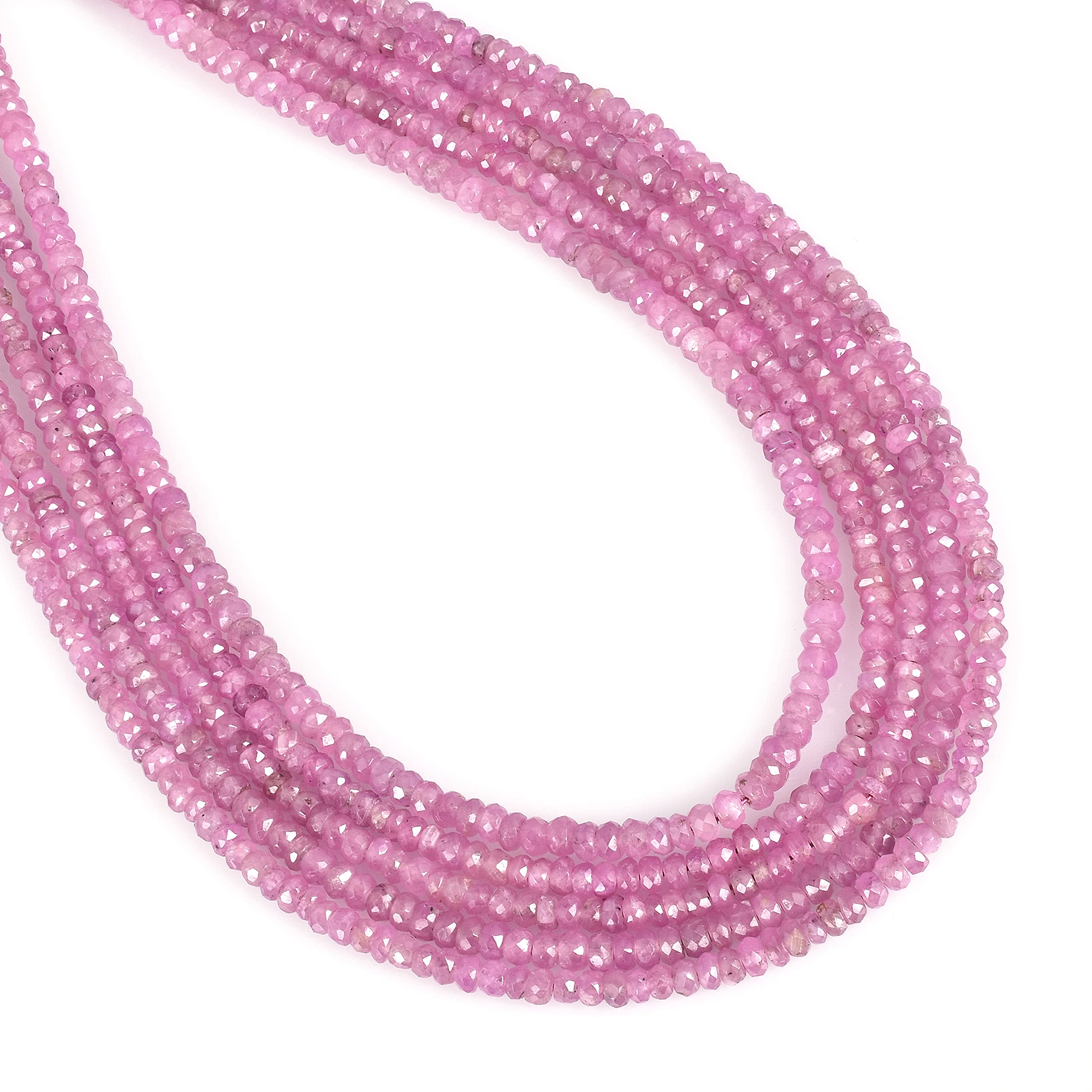 Perles saphir naturel rose 2,5-3mm pour bracelet et collier faits maison