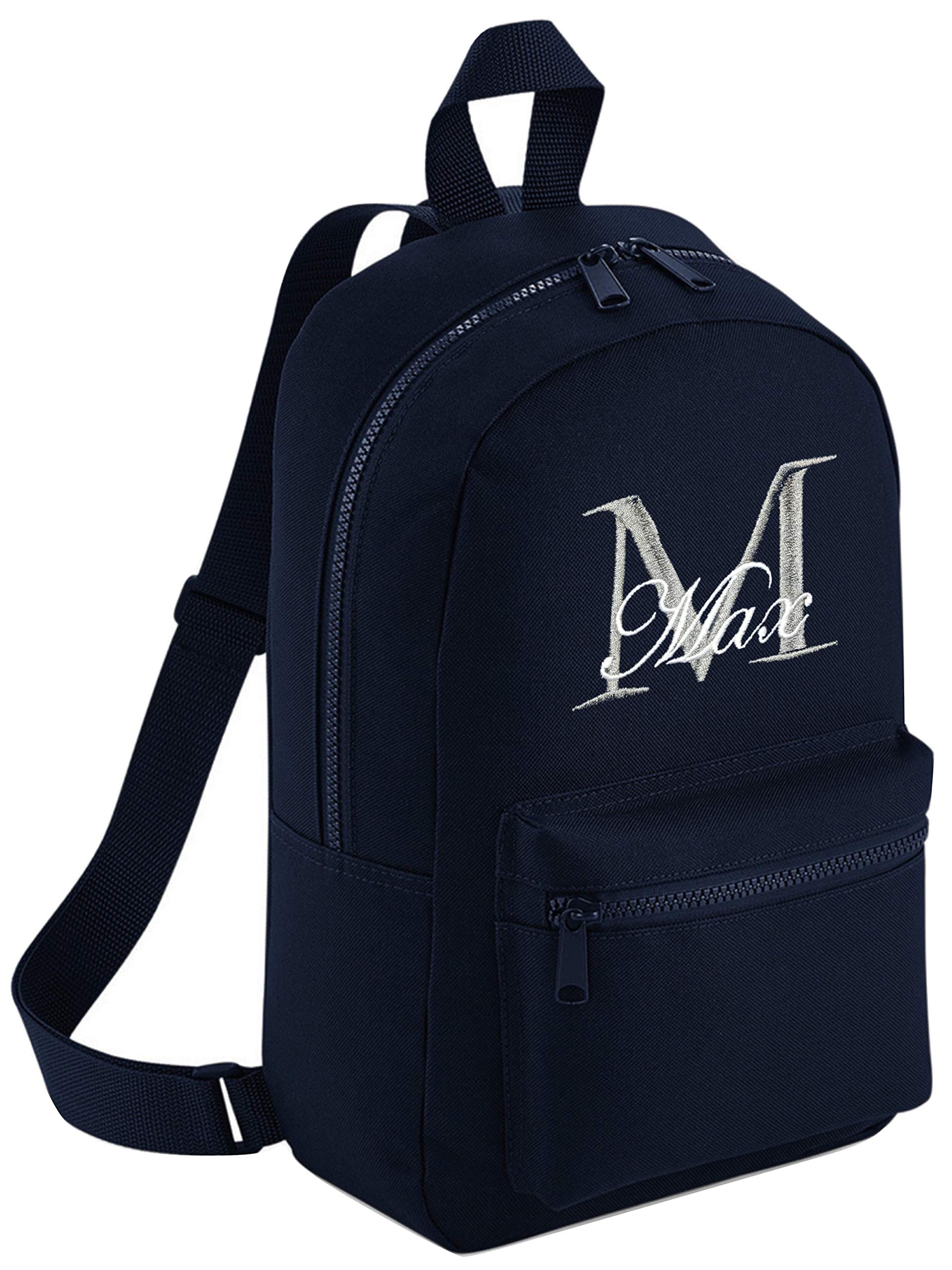 Ke Boys Navy Blue - With Name Personalised Girls Backpack Rucksack Bag Mini School Nursery Pe Any Name (Navy Blue - With Name)