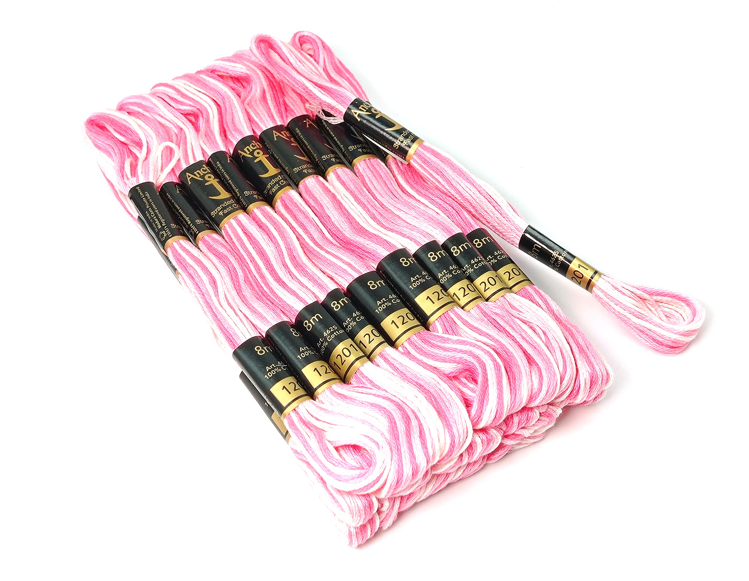 Anchor Stranded Double Shaded- 6 Strand Cross-Stitch Hand Embroidery Stranded Cotton Craft Sewing Floss Thread, Pack of 10 (1201)