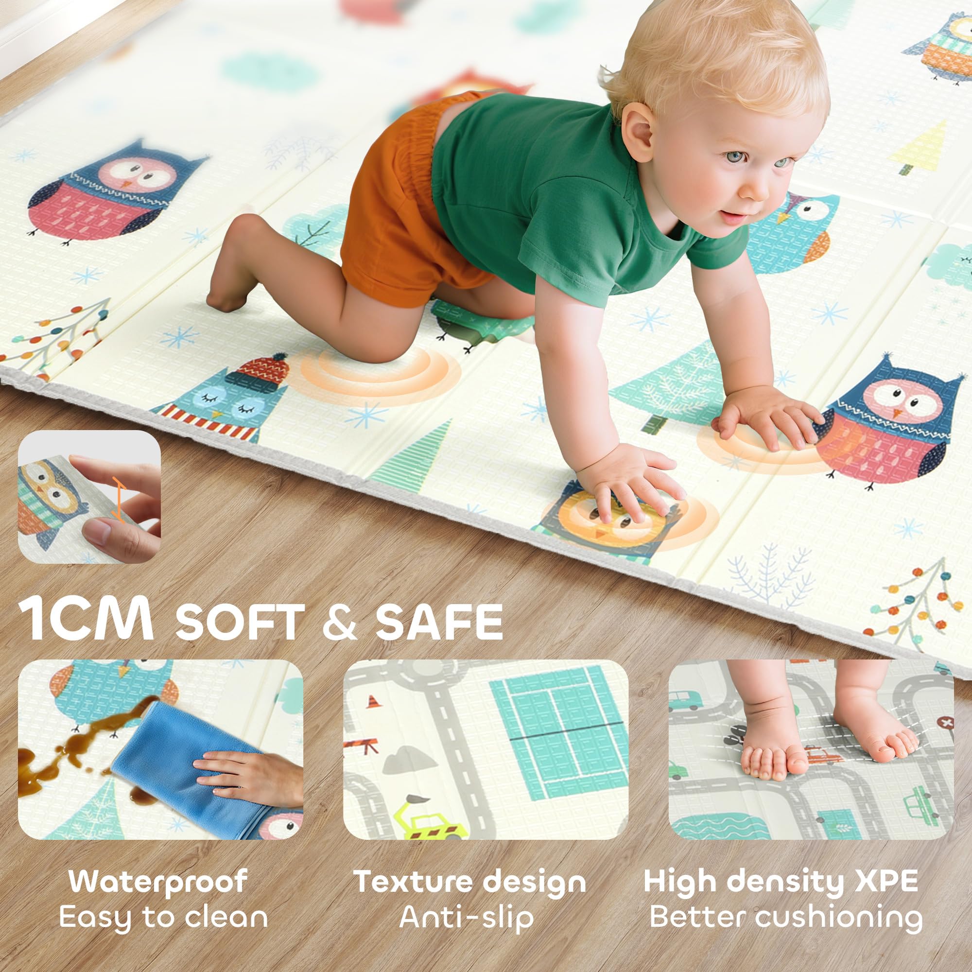 AIYAPLAY Tapis de bébé pliable imperméable réversible 200x150 cm