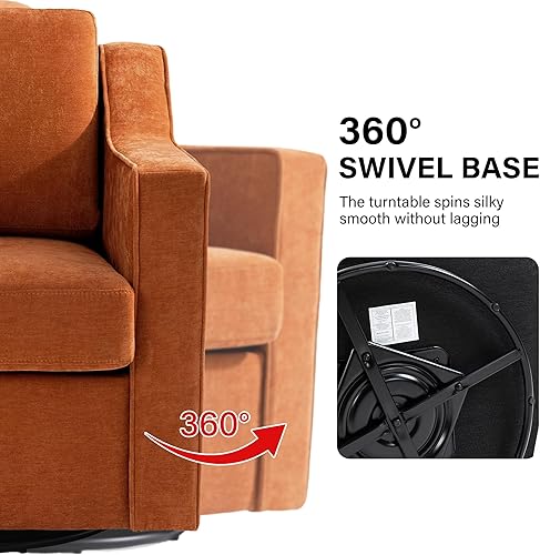 Miniatura 3 de Silla decorativa giratoria, moderna con brazo redondo para sala de estar, dormitorio, cómodas sillas de lectura de club para adultos (felpilla