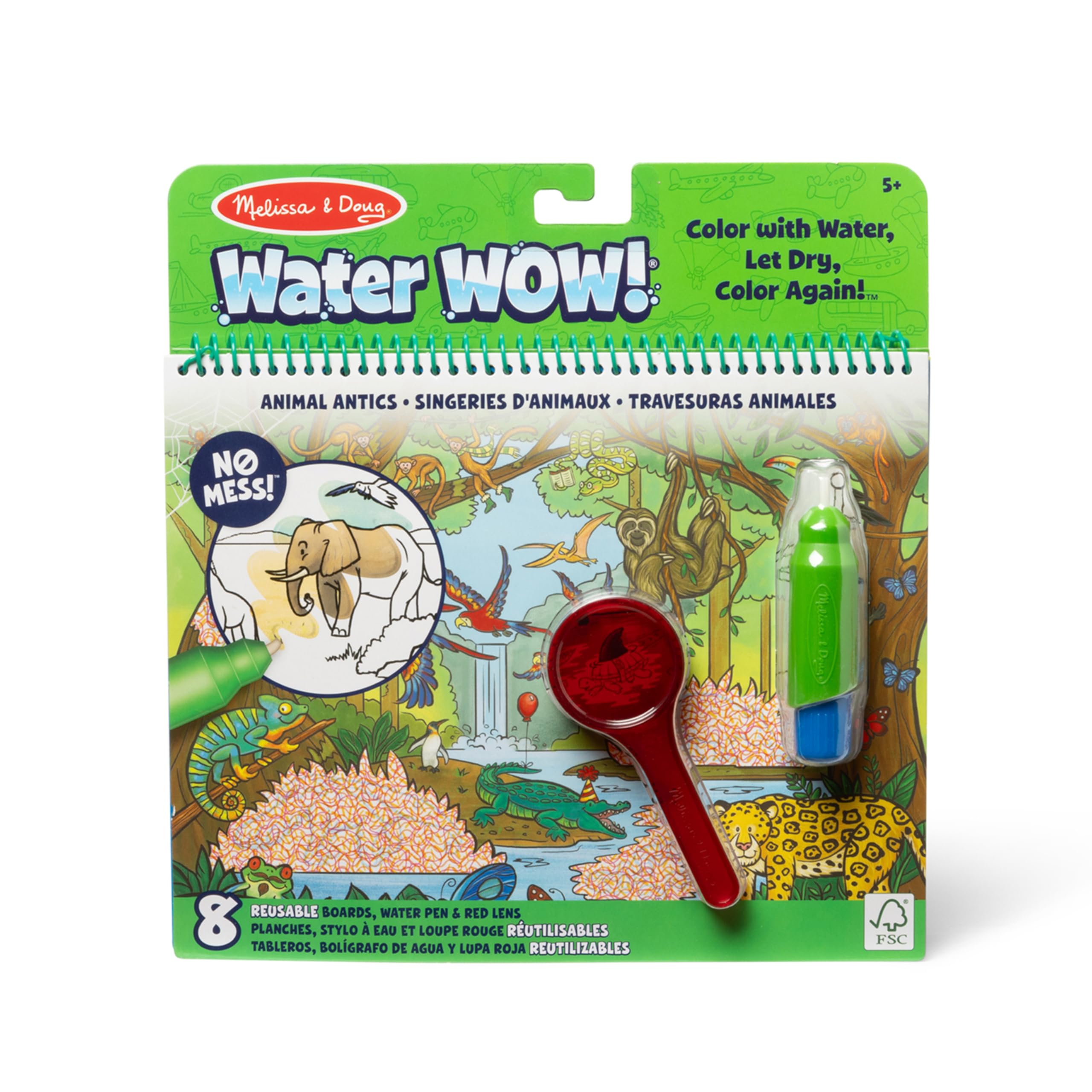 Melissa & Doug On the Go Water Wow! Reusable Water-Reveal Deluxe Activity Pad – Animal Antics