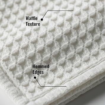 LITO Linen and Towel Premium Cotton Classic Waffle Weave Kitchen Dish Cloths, 12 x 12 Inch Ultra Absorbent and Lint-Free Dish Cloth for Kitchen, Fast Drying Dishcloths for Washing Dishes, 6 Pack White