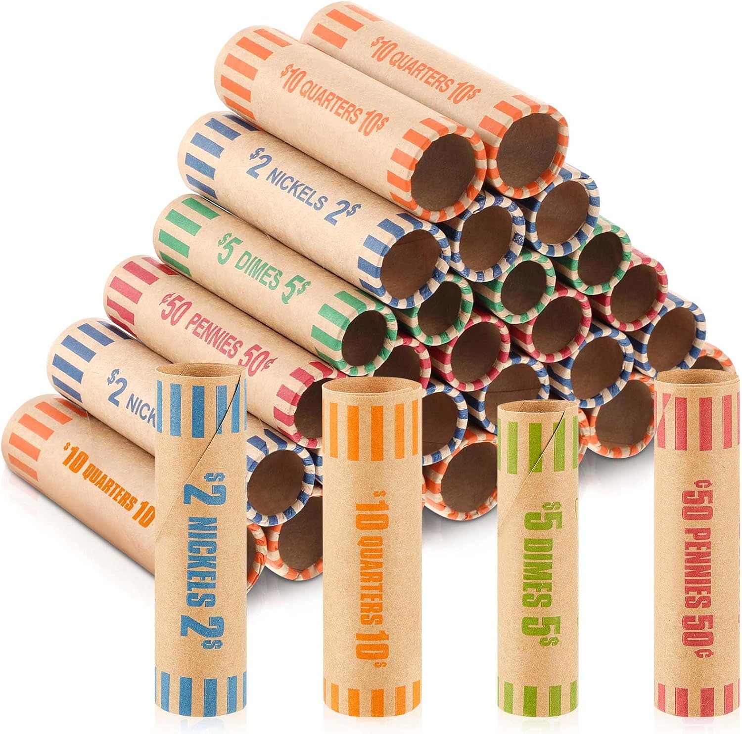 512 Pieces Assorted Coin Wrappers Rolls Preformed Coin