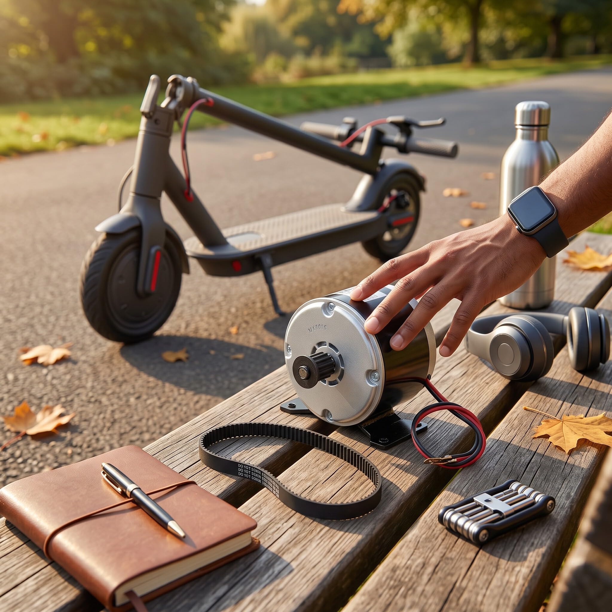 RiToEasysports Motore Elettrico Spazzolato, Set Cinghia Motore Spazzolato Bici Elettrica 24V 300W Motore Spazzolato Ad Alta velocità in Lega di Alluminio con Cinghia Sincrona in Gomma 535 per