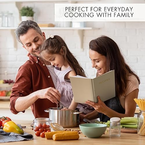 Miniatura 3 de ZICOTO Libro de recetas estético en blanco con cubierta impermeable, el cuaderno de recetas perfecto para escribir en tus propias recetas, libro de