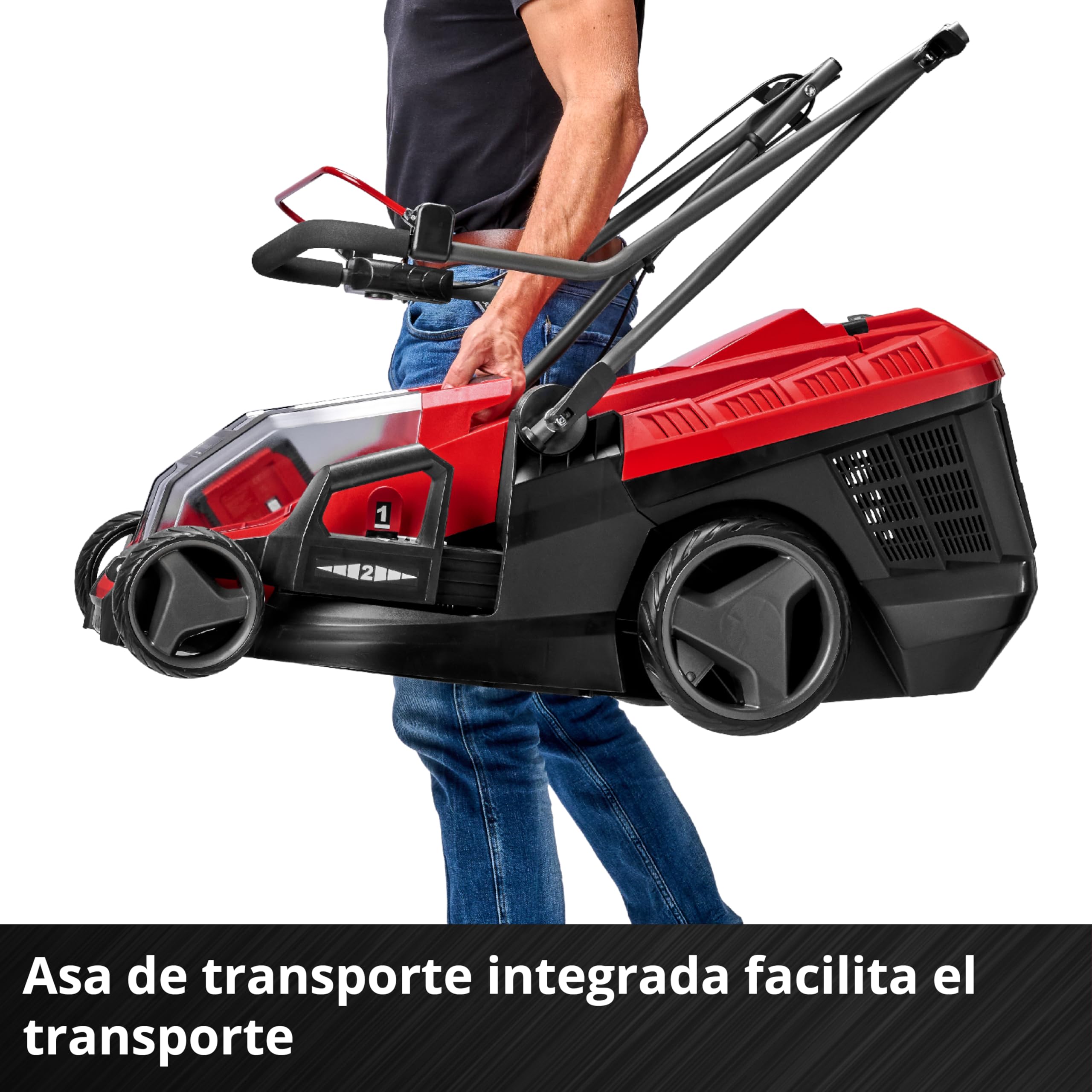 Einhell Cortacésped a batería GE-CM 36/36 Li Kit Power X-Change (36V, 36cm ancho de corte, hasta 400 m², Brushless, 40L bolsa recolectora, 25-75 mm altura de corte, con 2x4,0 Ah batería y 2x cargador)
