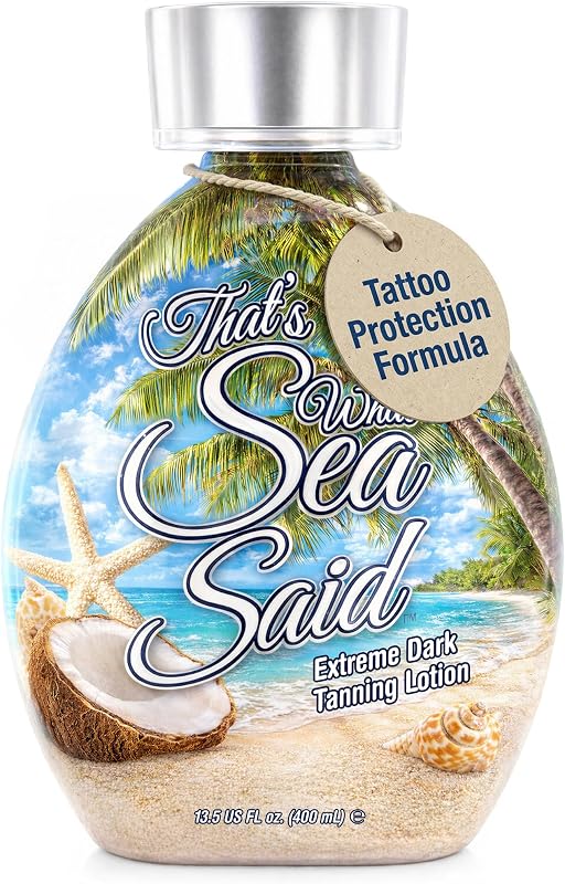 That's What Sea Said Extreme Dark Tanning Bed Lotion Accelerator, 13.5 fl oz - Fast Dark Tan Enhancer for Indoor Beds & Outdoor Sun with Coconut Oil & Aloe, Face & Body, Tattoo-Friendly, Bronzer Free