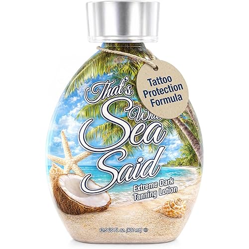 That’s What Sea Said Tanning Bed Lotion Accelerator for Indoor & Outdoors, Fast Dark Tan Enhancer with Coconut Oil & Aloe, Moisturizing Indoor Tanning Lotion for Face & Body, Tattoo-Safe, No Bronzer