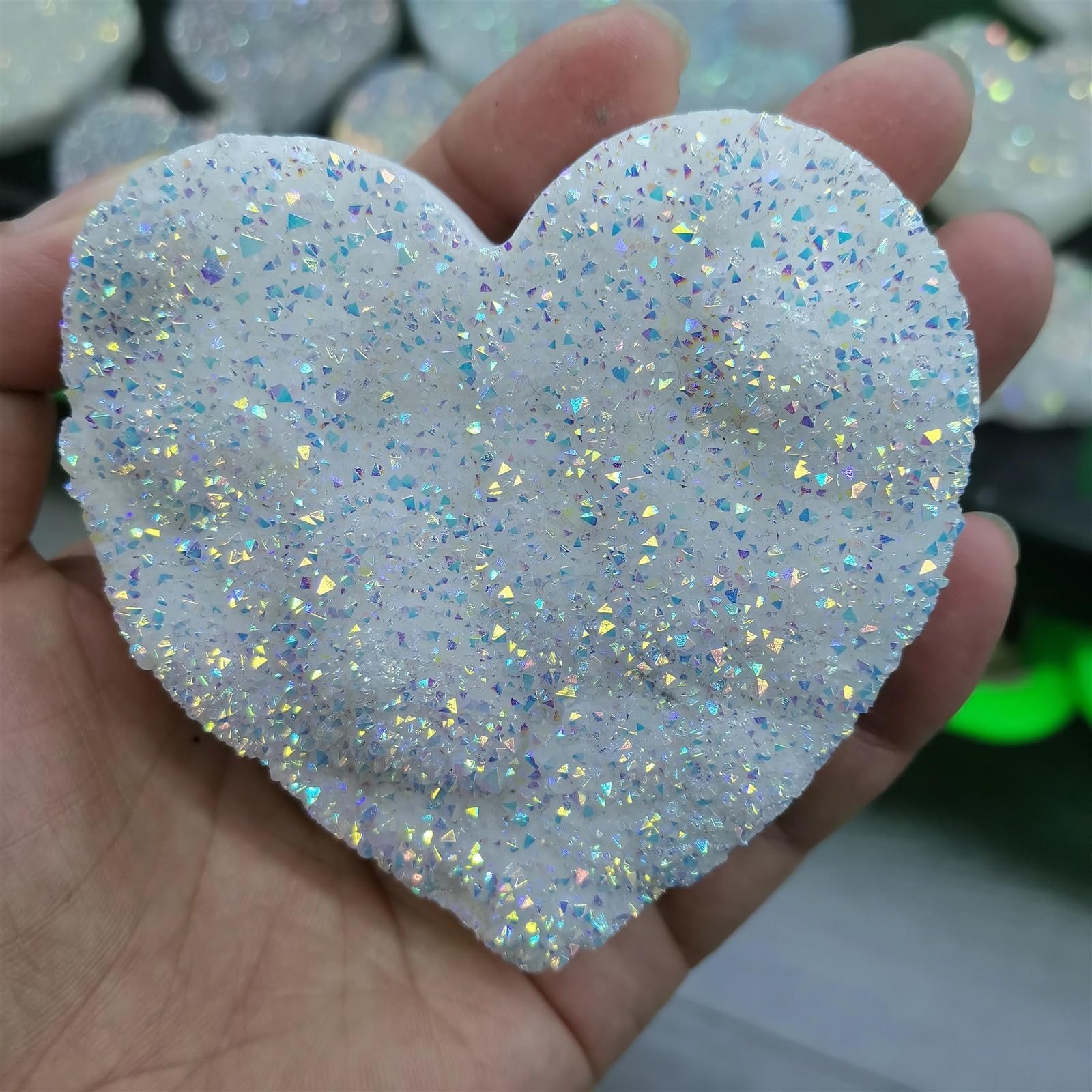 AUOQKQUT Stone Electroplated Polka Dot Shiny Heart Crystal Cluster Gift(301-400g)