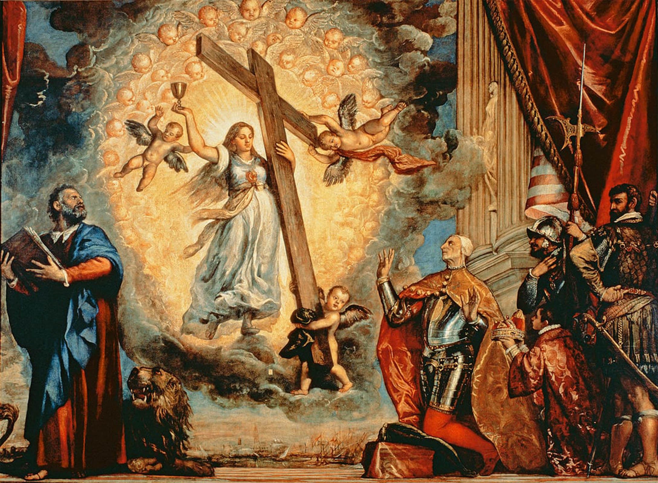 POSTERIIk Famous Animal Posters Vintage Picture the Doge Grimani Kneeling Before Faith by Tiziano Vecelli Modern Wall Decor for Home Decor 60x90cm