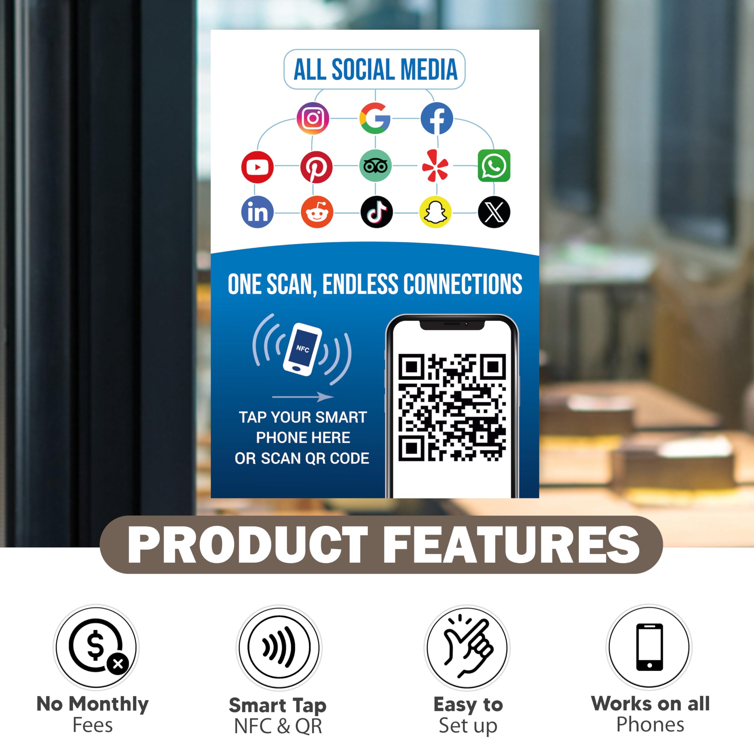 Porte-clés NFC / Carte De Visite Numérique - Partage Contact Et Réseaux Sociaux Par Tap Ou Scan QR - Compatible IOS/Android - 9