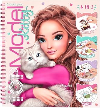 Depesche 14213 TOPModel - Create Your Kitty Colouring Book with 92 Pre-Printed Pages for Painting, Stickers, Puzzles and Filling, Includes 5 Sticker Sheets