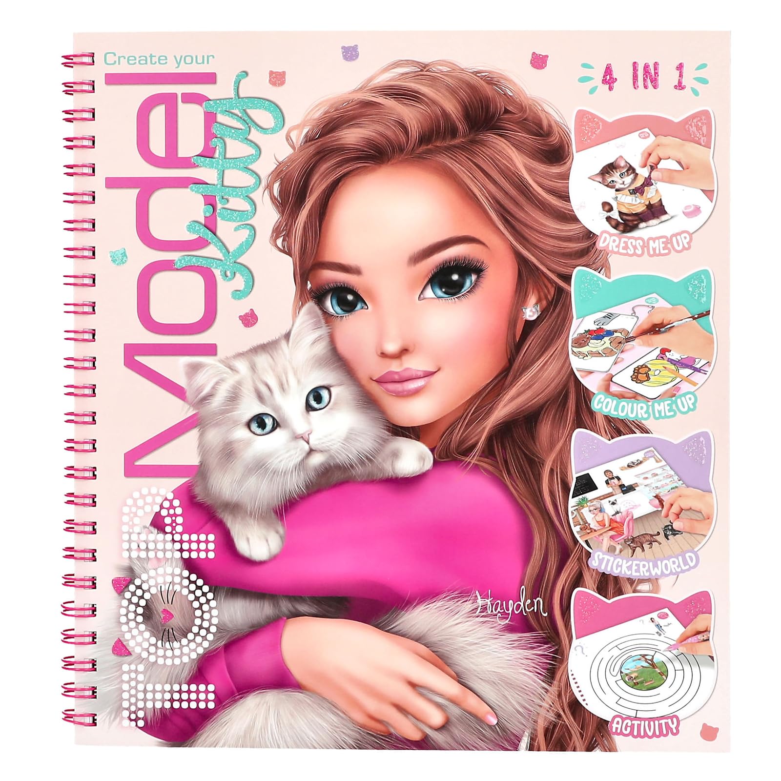 Depesche 14213 TOPModel - Create Your Kitty Colouring Book with 92 Pre-Printed Pages for Painting, Stickers, Puzzles and Filling, Includes 5 Sticker Sheets