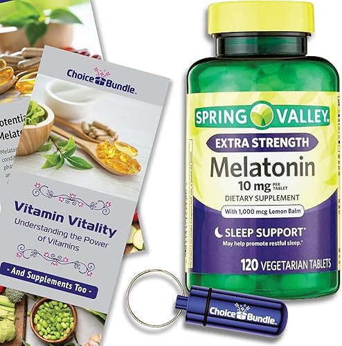 Spring Valley Tabletas de melatonina extra fuertes con bálsamo de limón Suplemento dietético para el sueño y el sistema inmunológico 10 mg 120 Ct