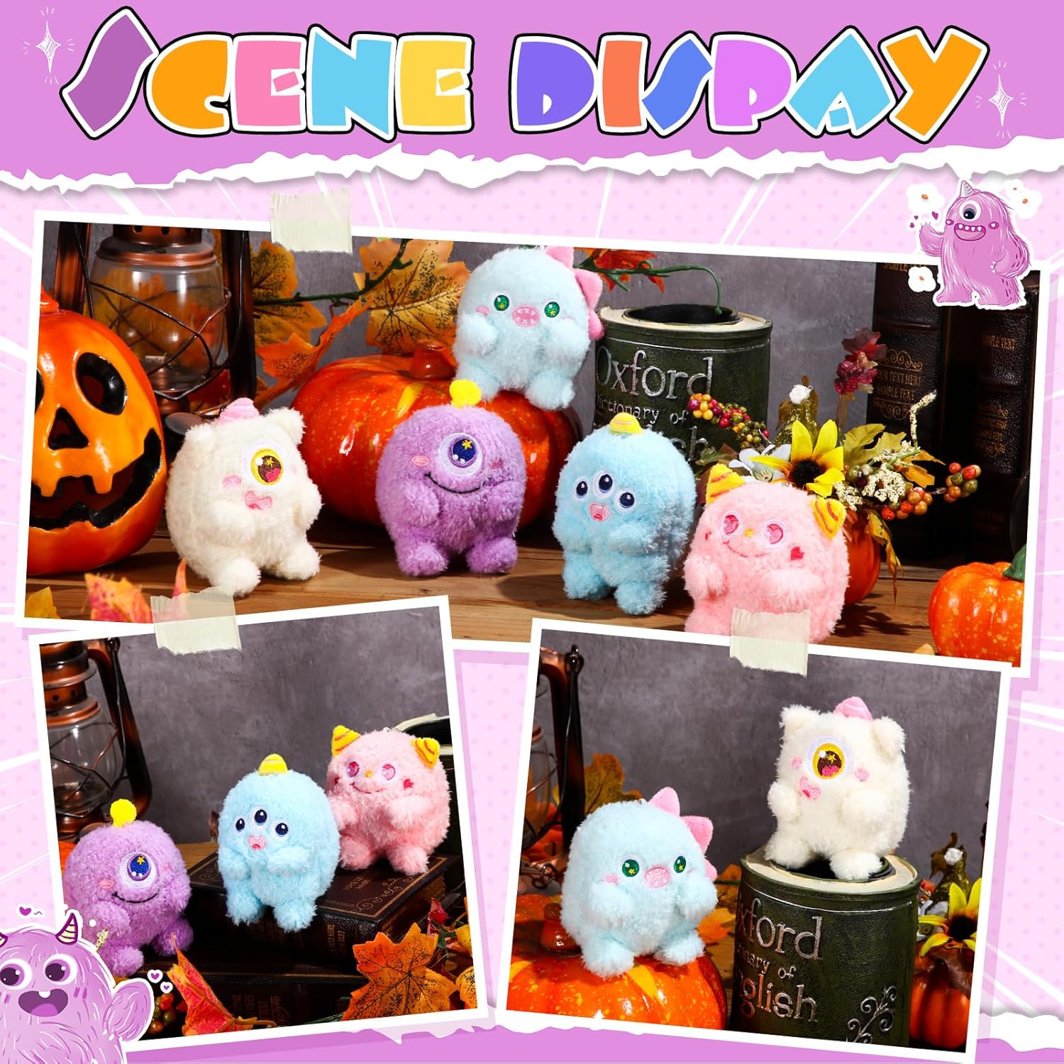 Aoriher 15 Pcs Monster Stuffed Animals Bulk Mini Plush Toys 4 Inches Small Plush Keychain Adopt a Monster for Kid Birthday Party Favor Exchange Gift Classroom Prizes Easter Basket Stuffers, 5 Styles
