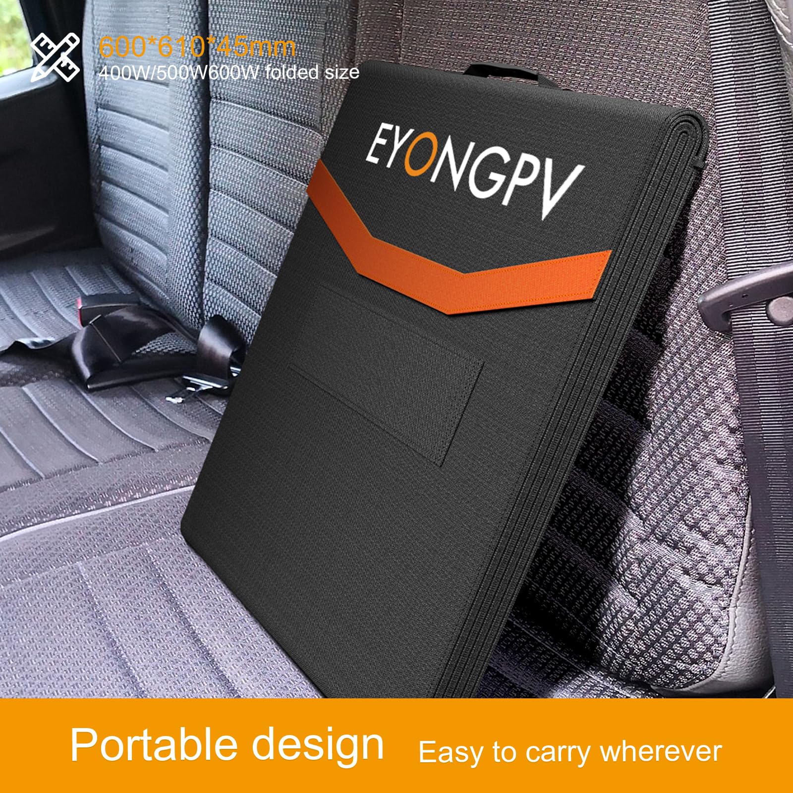 EYONGPV Panel solar plegable de 500 W, 26 % células HPBC, cargador solar portátil impermeable IP65 con salida Anderson de 30 A y cable de 4,5 m, para RV, camping, estaciones eléctricas al aire libre