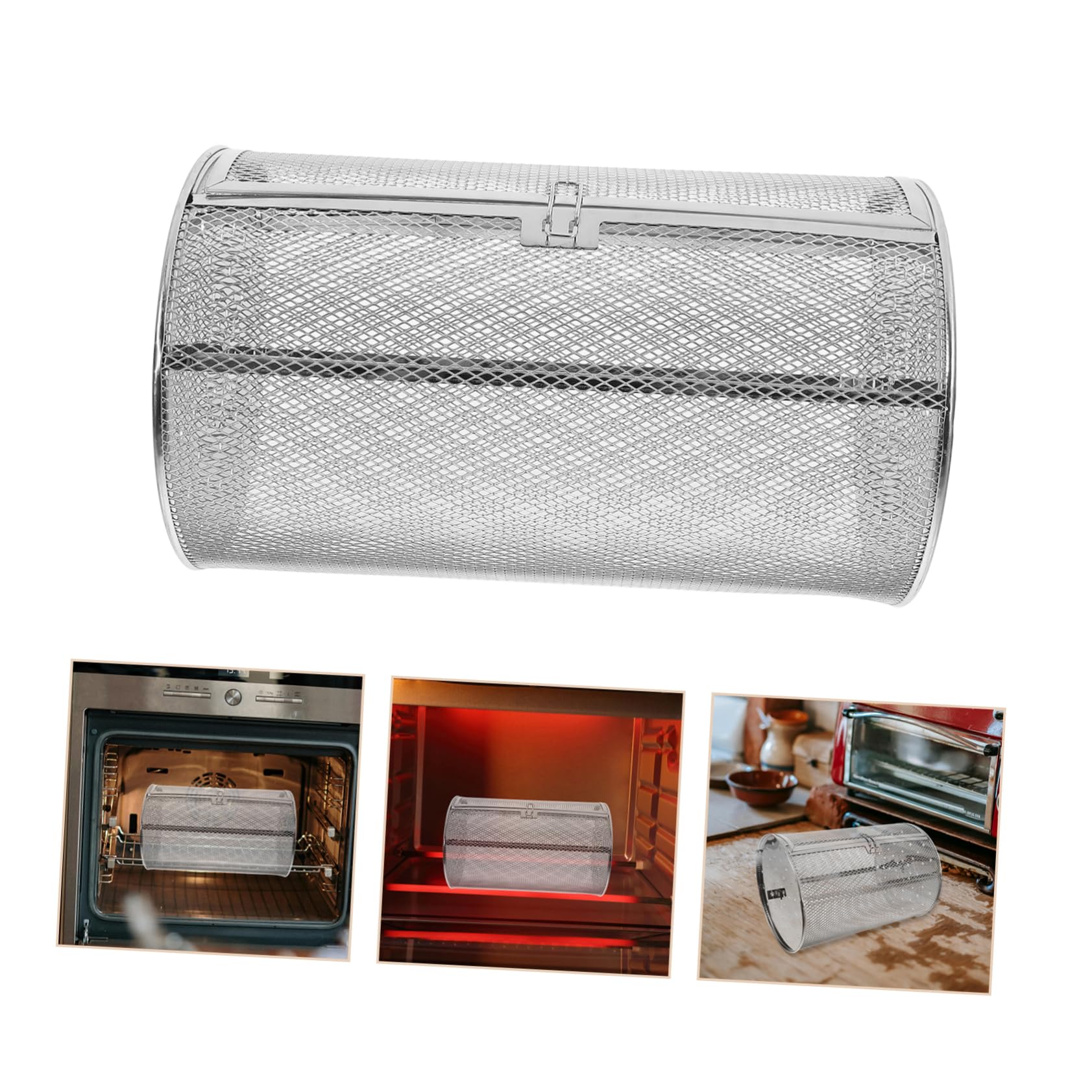 UKCOCO Jaula Giratoria para Horno de Acero Inoxidable Diseño de Rotación 360° Segura y Conveniente para Asar Batatas y Castañas en Cocina