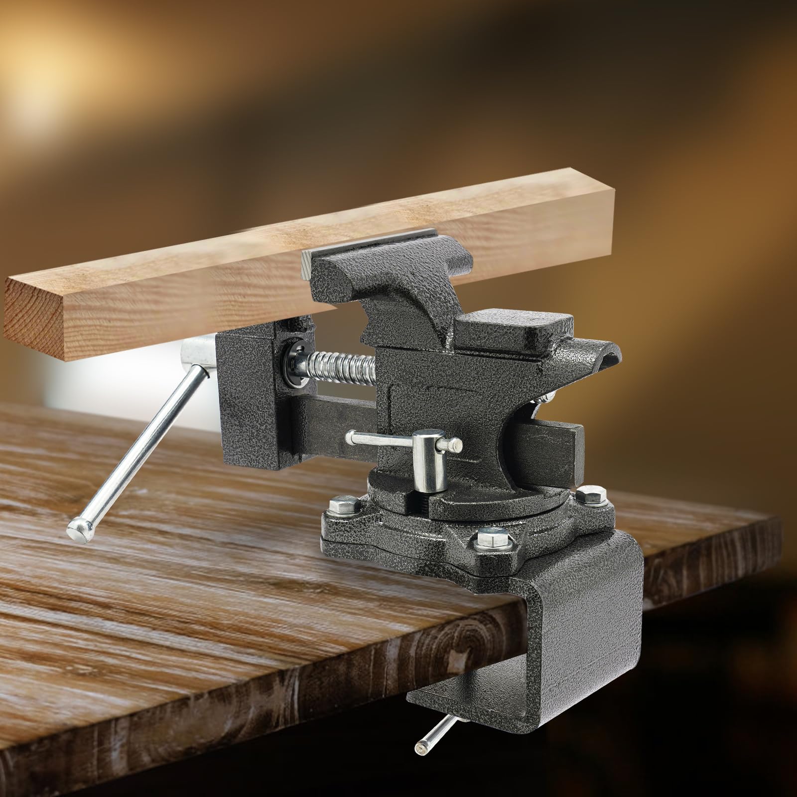 Étau Pince Pince Établi Dispositif d'établi en fonte d'acier Montage Étau Étau de montage Étau 270 degrés 100 mm 115 mm Ouverture 55 mm Pinces de table Bois Métal Atelier (Noir, 4,5")