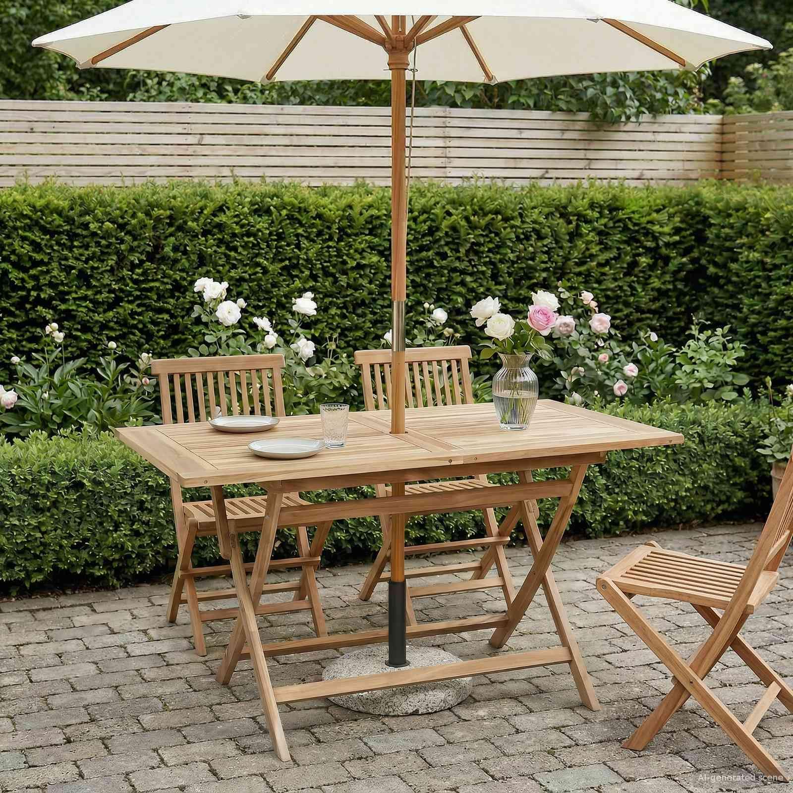 vidaXL Table de Jardin Pliante Naturel 120 x 70 x 75,5 cm, Table Pliante rectangulaire Moderne, mobilier de Jardin en Teck, idéale pour Le Patio et l'extérieur
