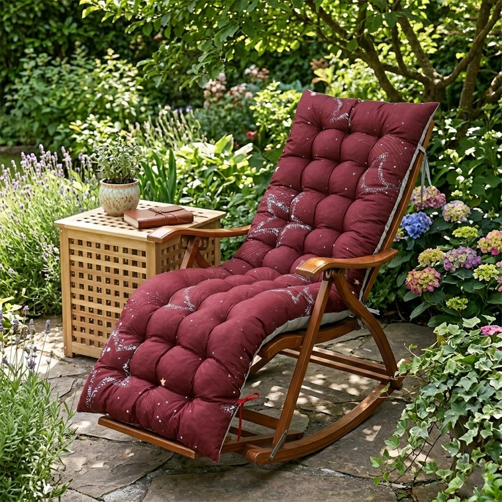 Coussin De Chaise Longue Bain De Soleil, Coussin Transat Jardin Exterieur pour Jardin, Plage, Porche Red,150cm