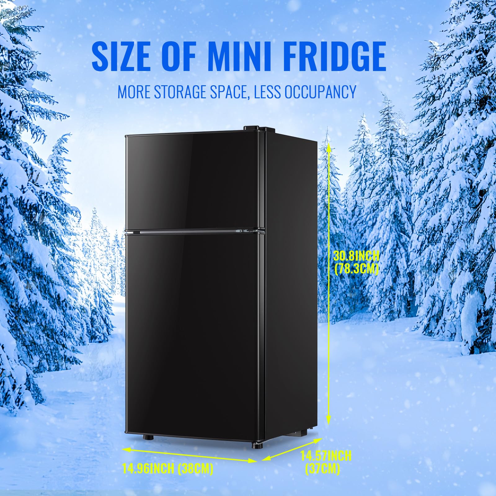 Tacool 2.4 Cu.Ft Mini Fridge Dual Door Small Refrigerator With Freezer Apartment Size Fridge For Personal Senven Temp Gear Black on Fridge.com - View 6