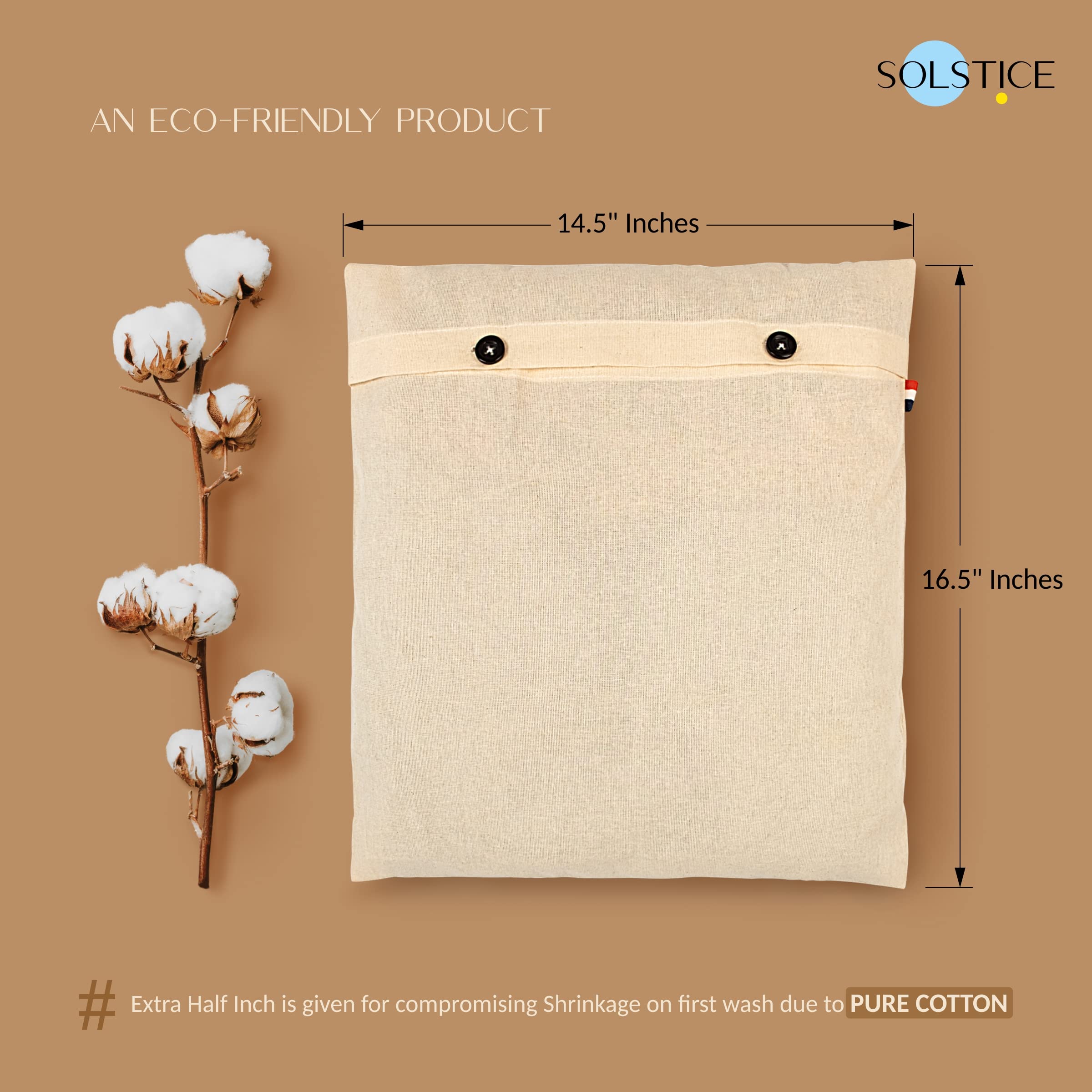 SOLSTICE Cotton Saree Covers/Bags For Storage Combo Of 16 X 14 (Inches) For Clothes Covers, Storage Bag, Travelling, Wardrobe Organizer Set Of (6), White