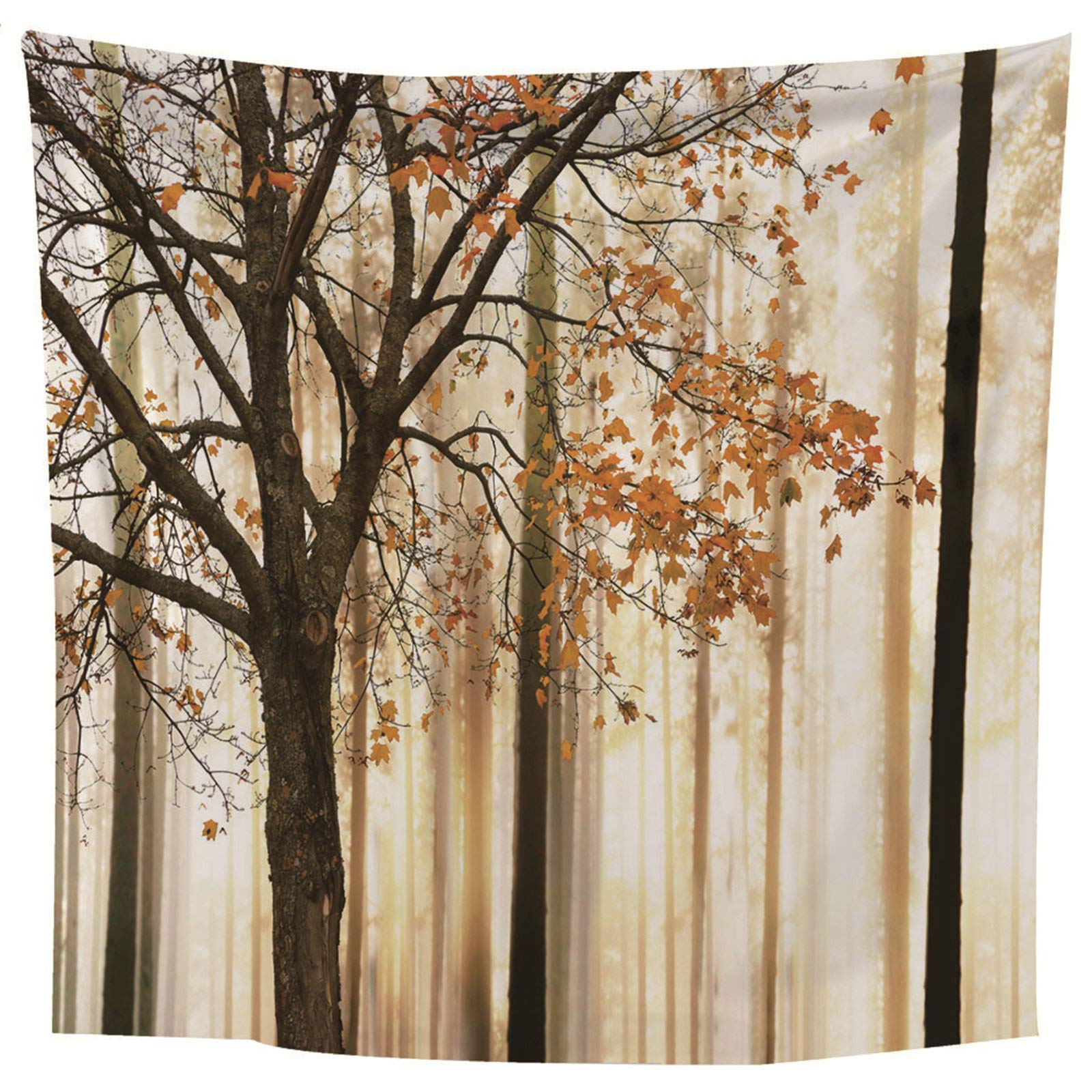 Kihomedy Las klonowy słońce przyszłość żółty gobelin hippie dekoracja domu 350 x 256 cm